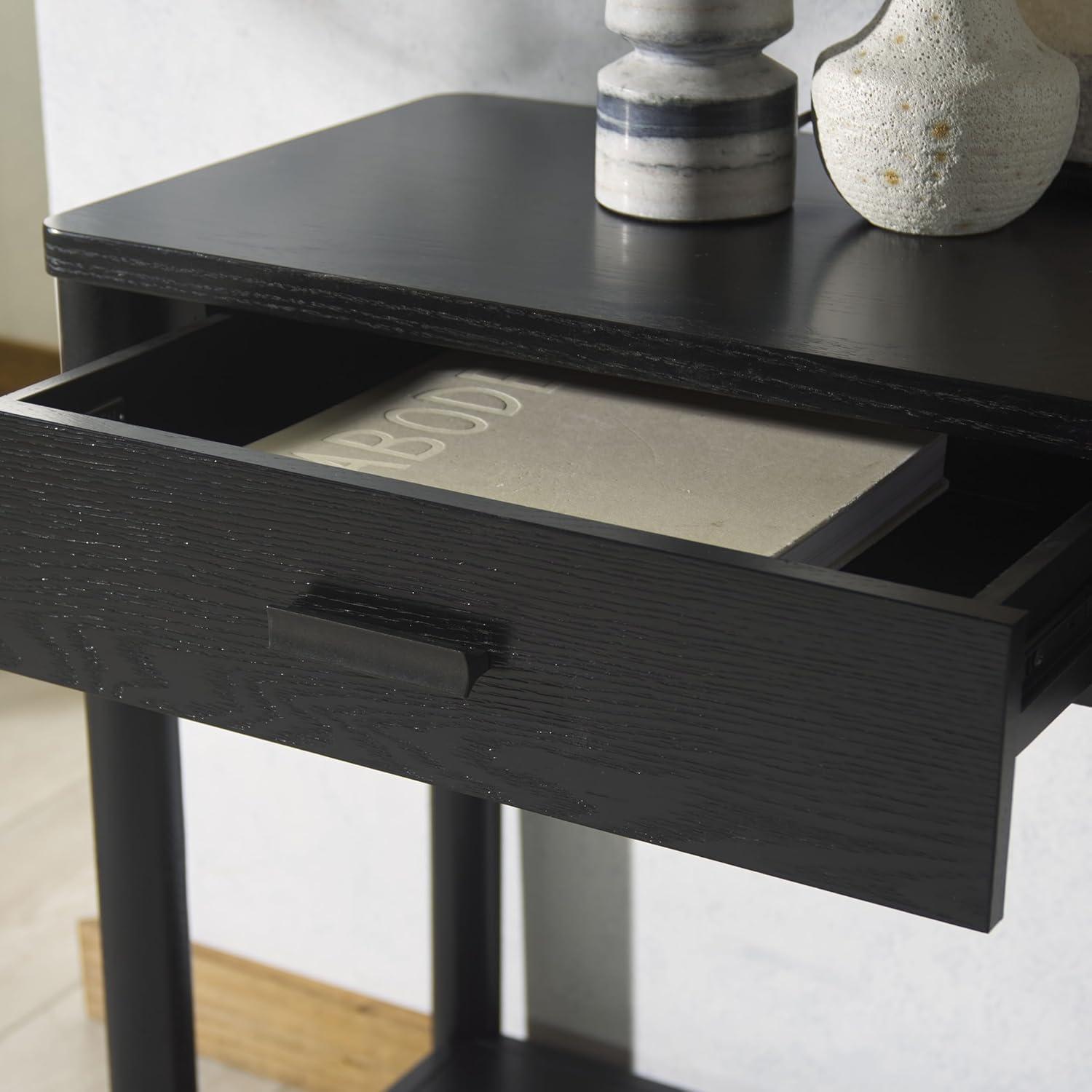 image:imageSAFAVIEH Couture Collection Jaylessa Medium Oak 2Drawer Console TableBlack