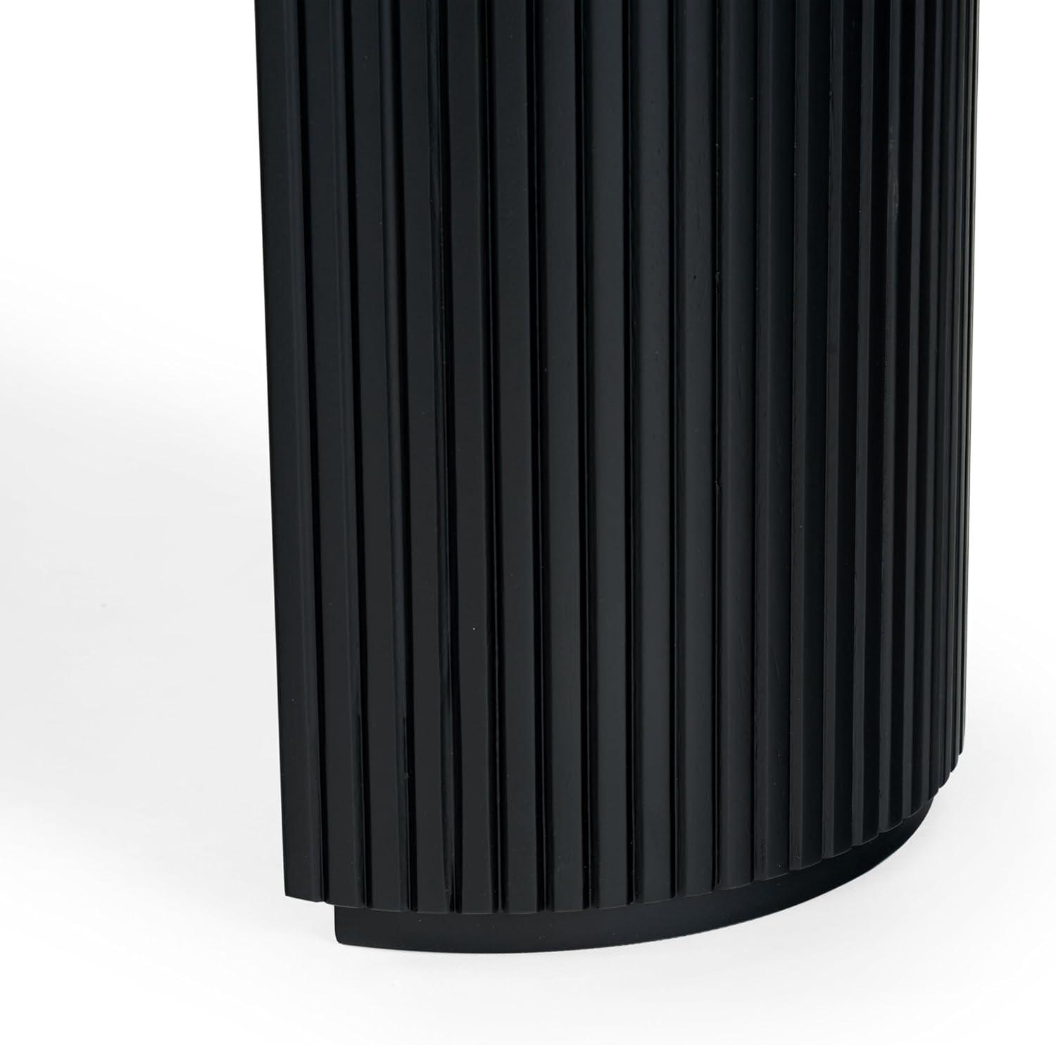 image:imageSAFAVIEH Couture Collection Rikki Walnut Brown Fluted Oval Top 1Drawer Console TableBlack