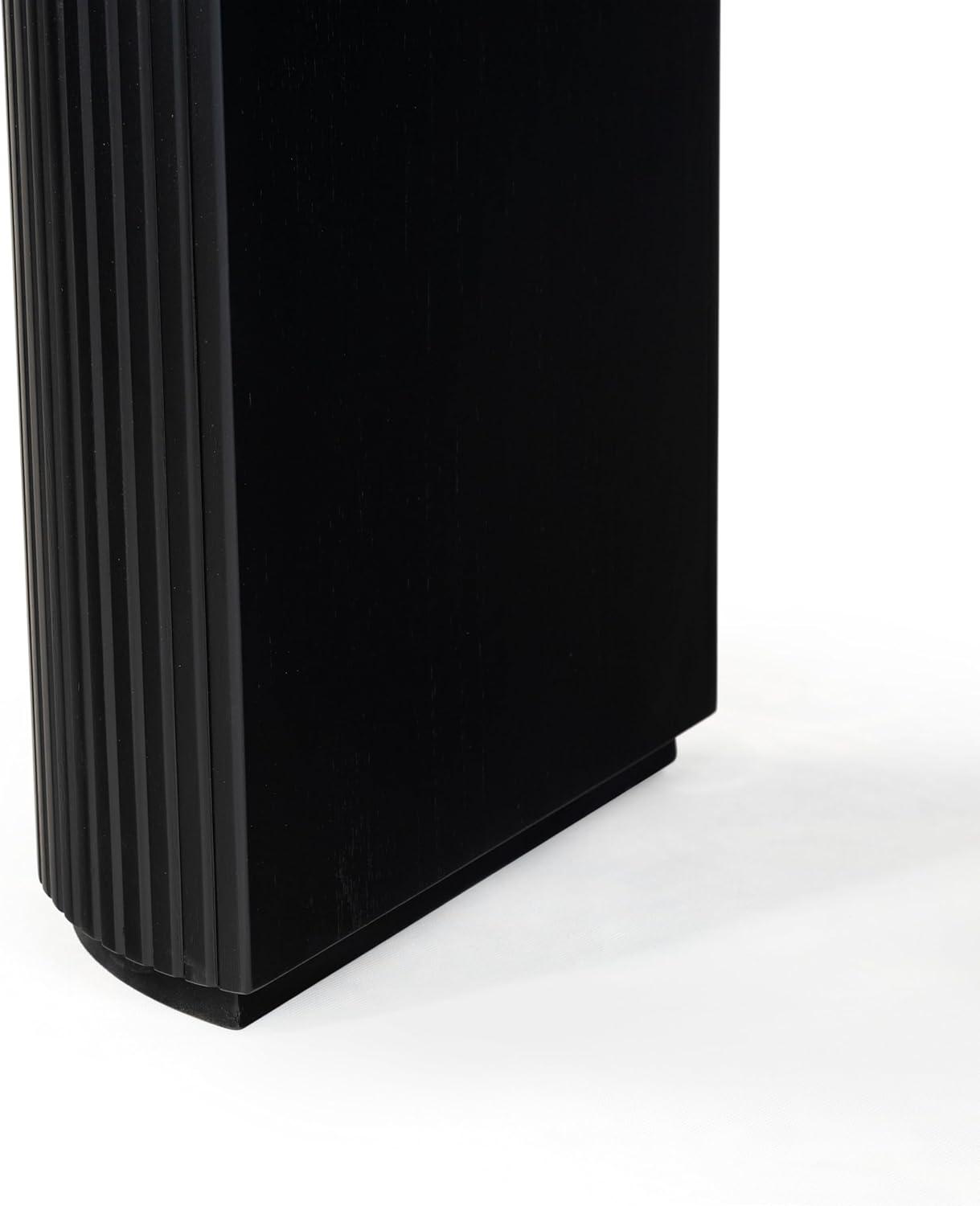 image:imageSAFAVIEH Couture Collection Rikki Walnut Brown Fluted Oval Top 1Drawer Console TableBlack