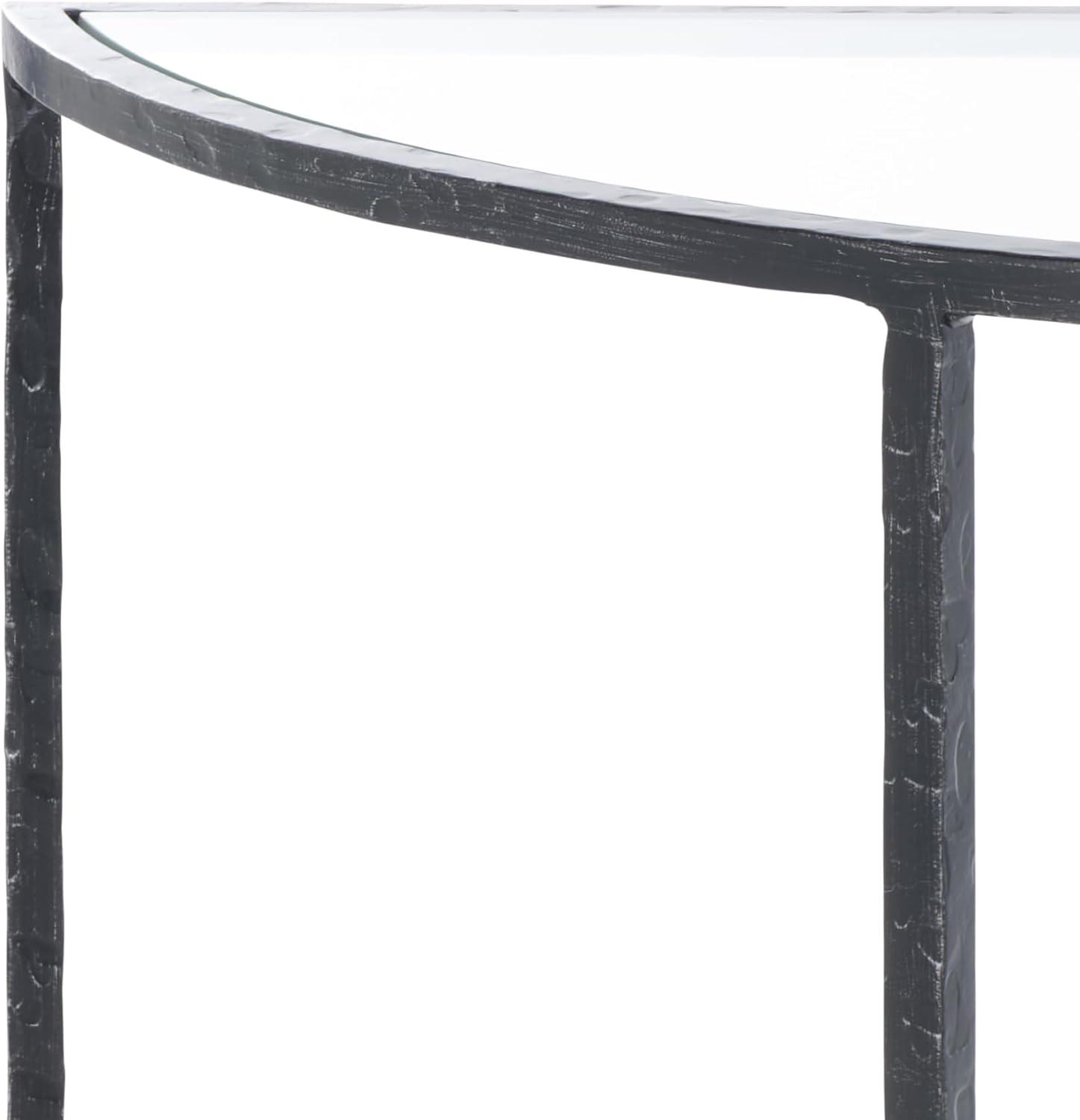 image:imageSAFAVIEH Couture Collection Tauri Brass amp White Marble Half Moon Console Table Fully AssembledBlackClear