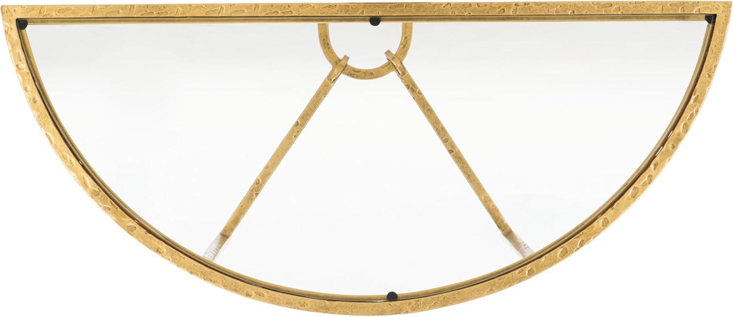image:imageSAFAVIEH Couture Collection Tauri Brass amp White Marble Half Moon Console Table Fully AssembledBrassClear