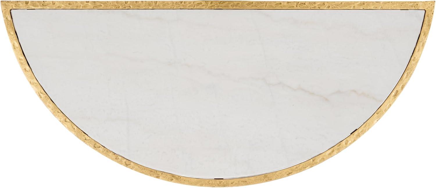 image:imageSAFAVIEH Couture Collection Tauri Brass amp White Marble Half Moon Console Table Fully AssembledBrassWhite
