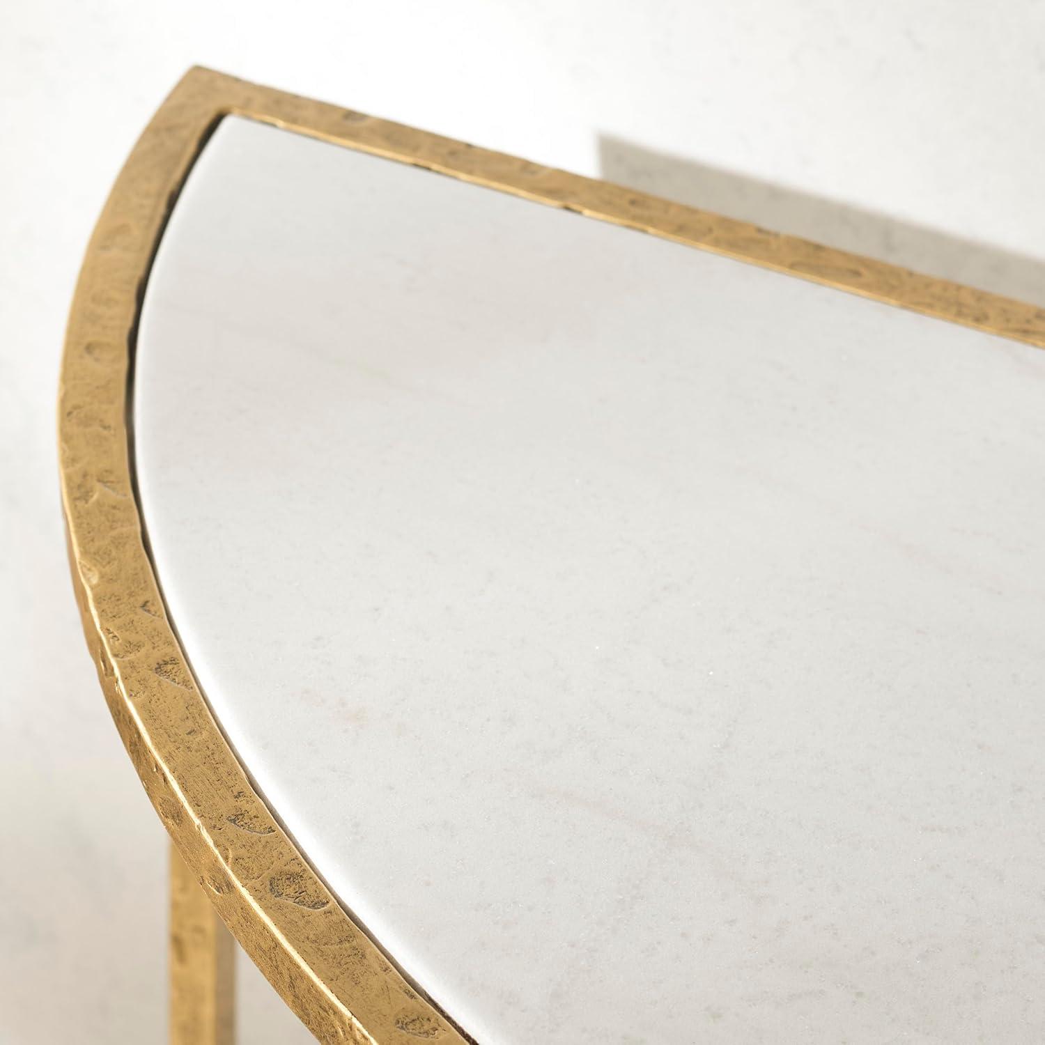 image:imageSAFAVIEH Couture Collection Tauri Brass amp White Marble Half Moon Console Table Fully AssembledBrassWhite