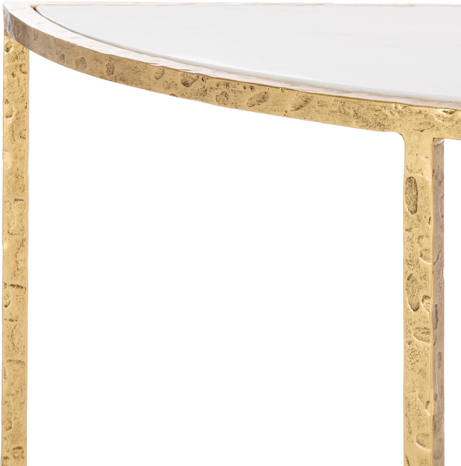 image:imageSAFAVIEH Couture Collection Tauri Brass amp White Marble Half Moon Console Table Fully AssembledBrassWhite