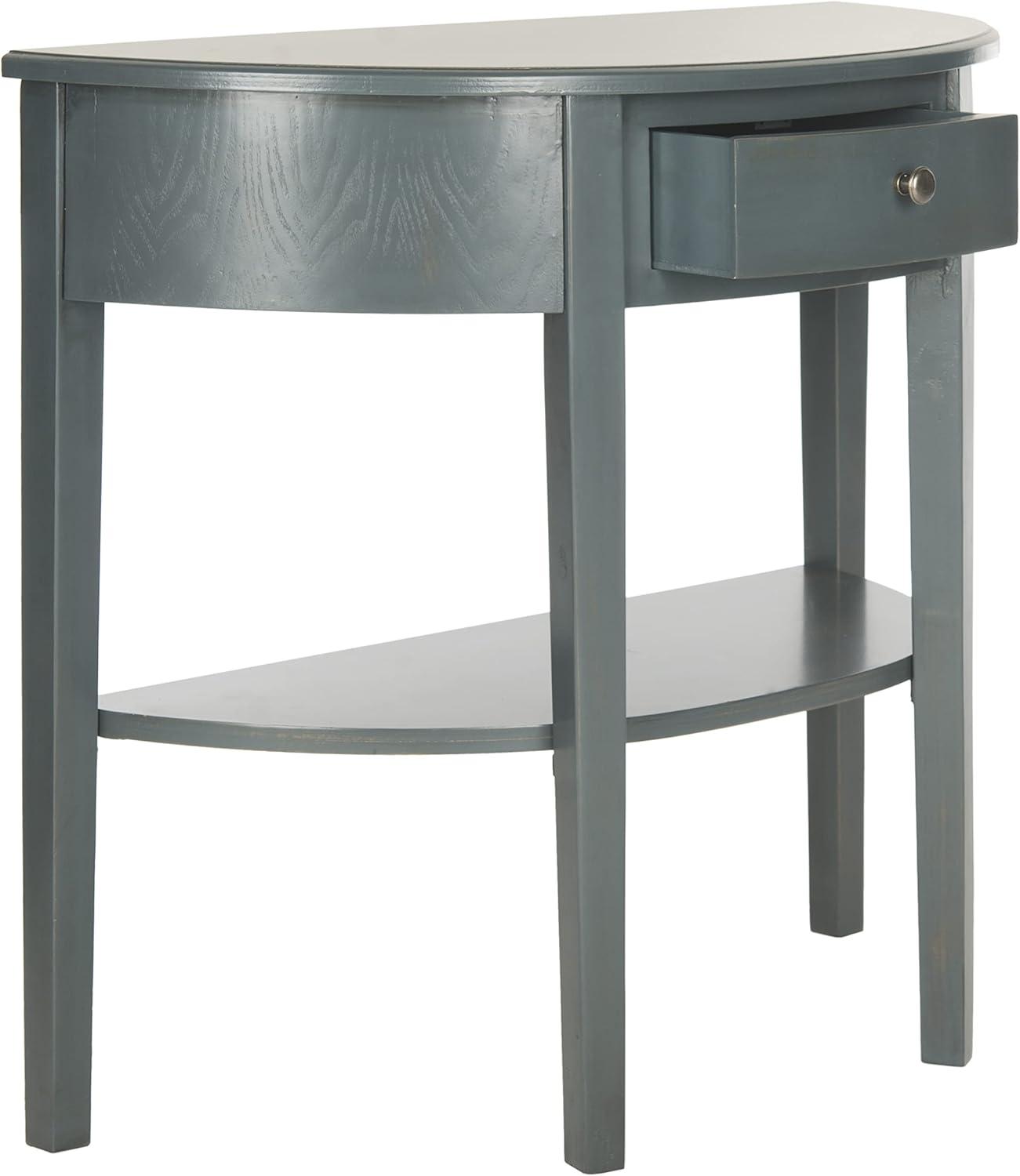 image:imageSAFAVIEH Home Collection Abram Teal Semicircle Console Table with Drawer amp Shelf Transitional Country Console Demilune Design AMH6636BDark Teal