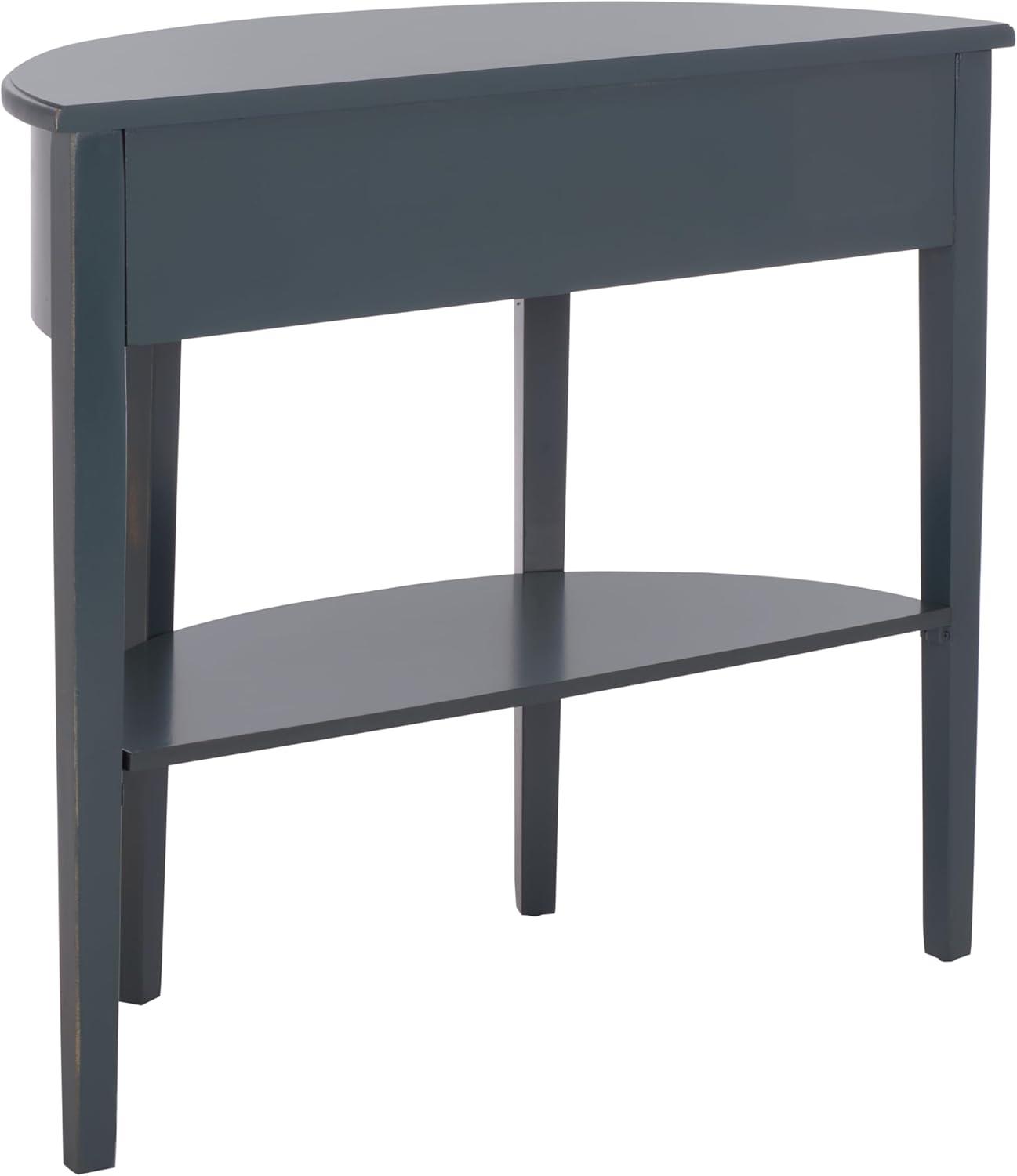 image:imageSAFAVIEH Home Collection Abram Teal Semicircle Console Table with Drawer amp Shelf Transitional Country Console Demilune Design AMH6636BDark Teal