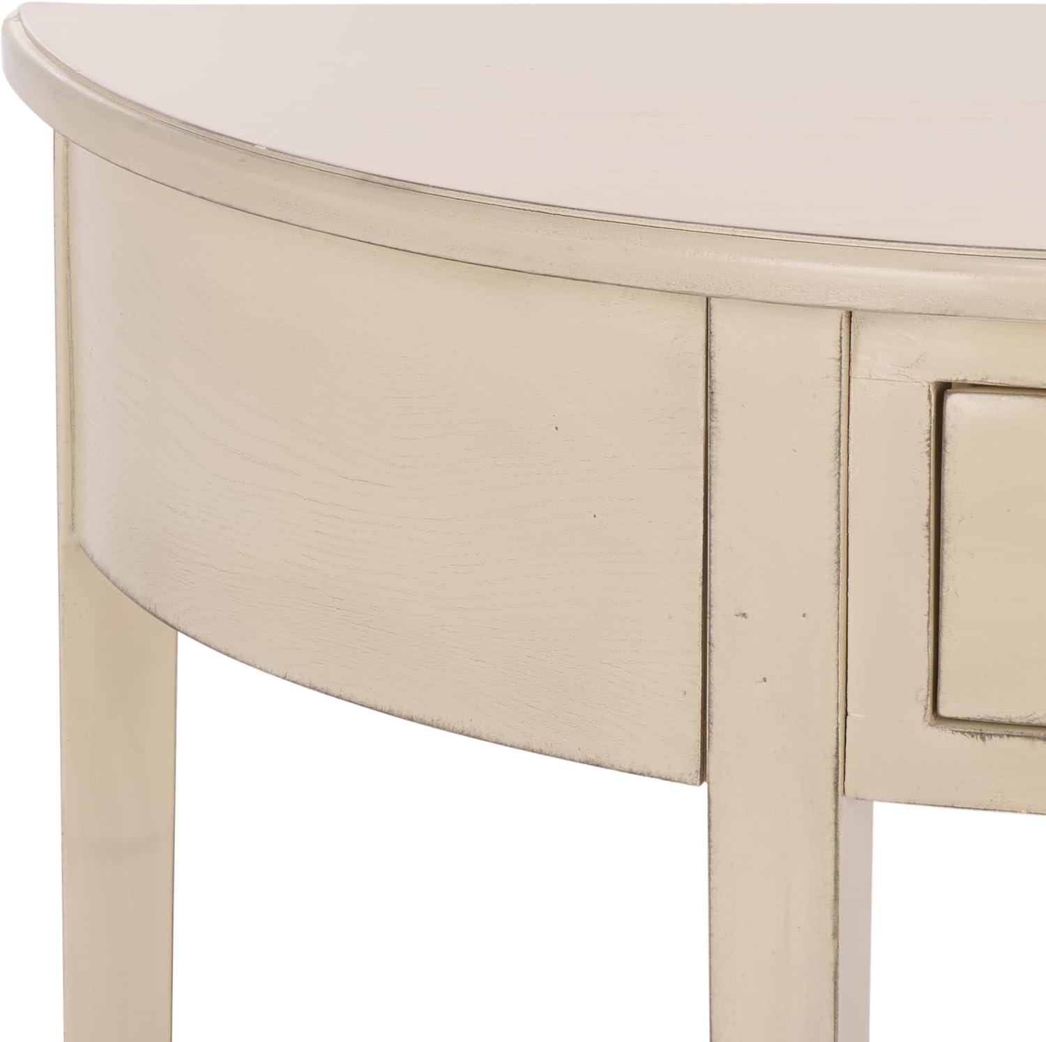 image:imageSAFAVIEH Home Collection Abram Teal Semicircle Console Table with Drawer amp Shelf Transitional Country Console Demilune Design AMH6636BWhite Birch