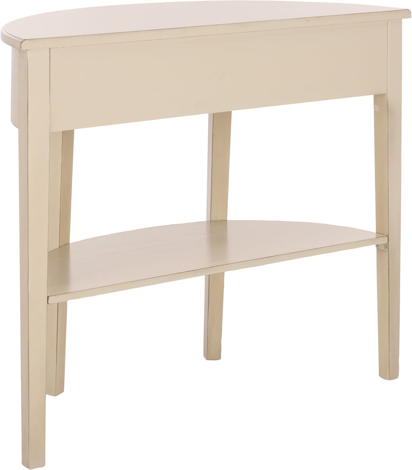image:imageSAFAVIEH Home Collection Abram Teal Semicircle Console Table with Drawer amp Shelf Transitional Country Console Demilune Design AMH6636BWhite Birch