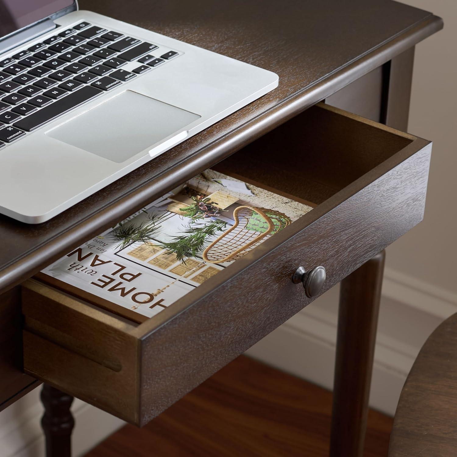 image:imageSAFAVIEH Home Collection Arina Dark Chocolate Writing Desk 1Drawer Traditional Desk Classic Home Office Design DSK5710D
