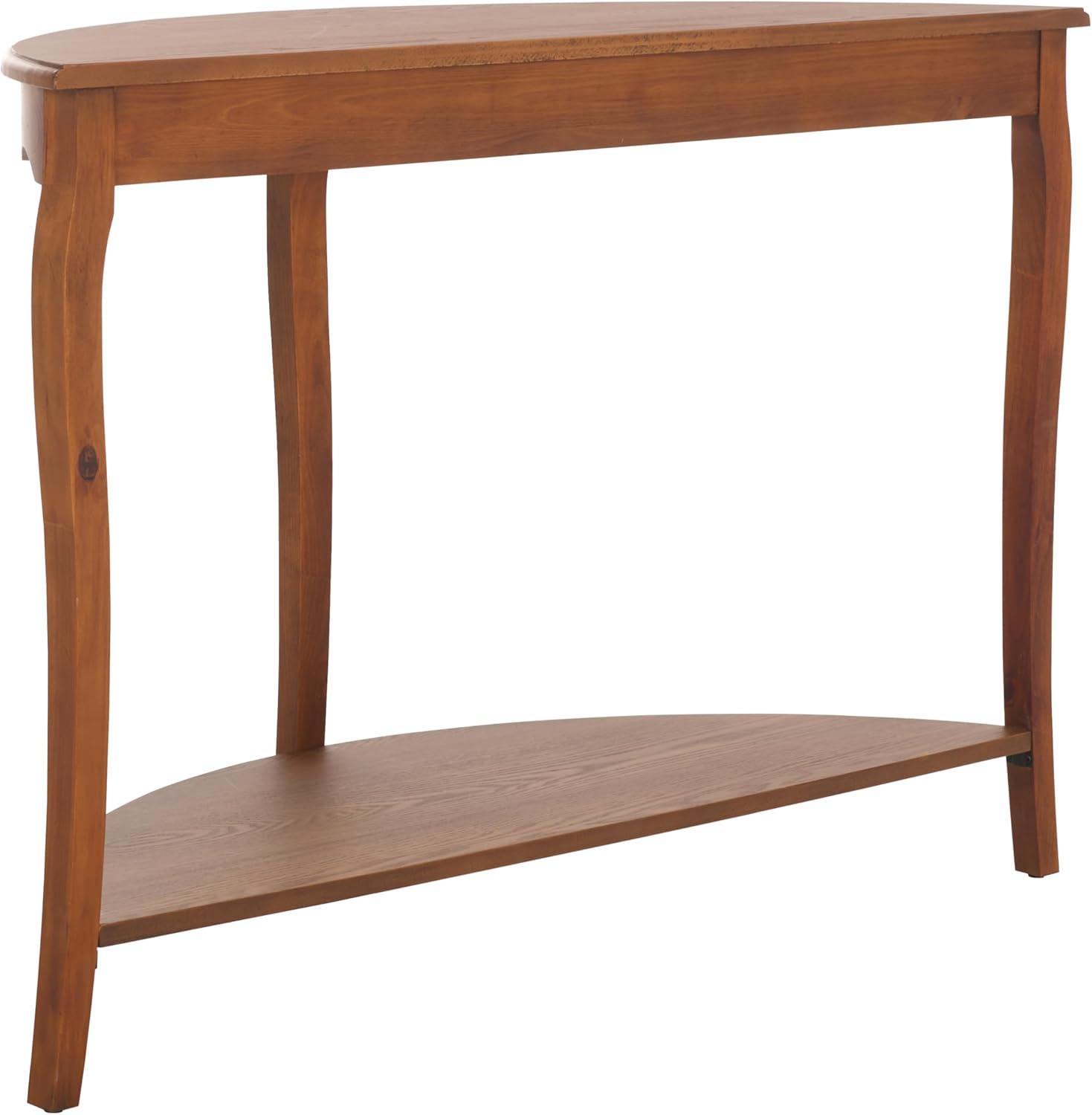image:imageSAFAVIEH Home Collection Christina Firewood Semicircle Console Table with Shelf French Elegance Half Moon Design Cabriole Leg Accent AMH6610EFirewood