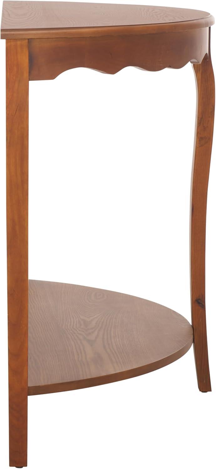 image:imageSAFAVIEH Home Collection Christina Firewood Semicircle Console Table with Shelf French Elegance Half Moon Design Cabriole Leg Accent AMH6610EFirewood