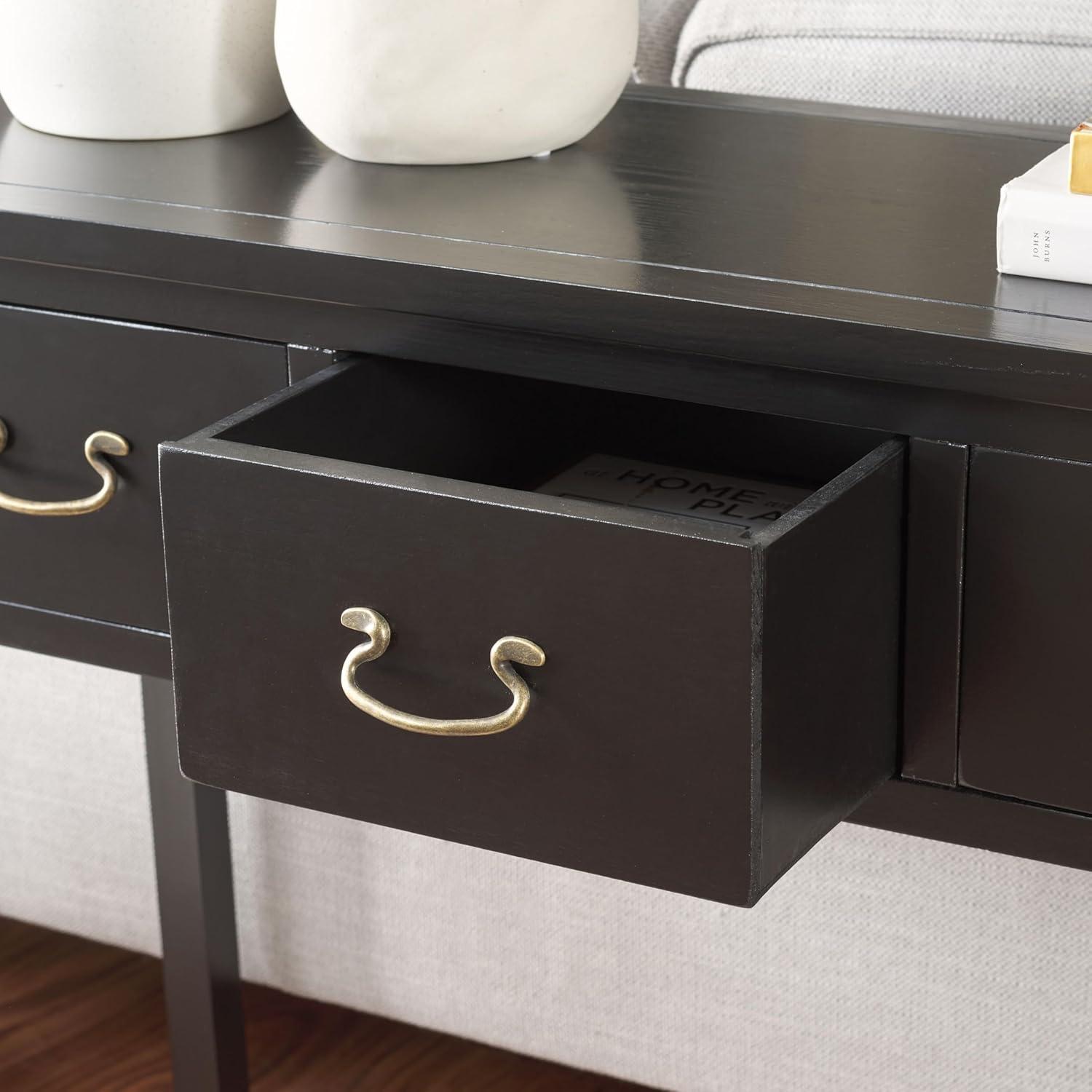image:imageSAFAVIEH Home Collection Cindy White Console Table with Three Drawers French Farmhouse Storage Console Tapered Leg Design AMH6568CBlack