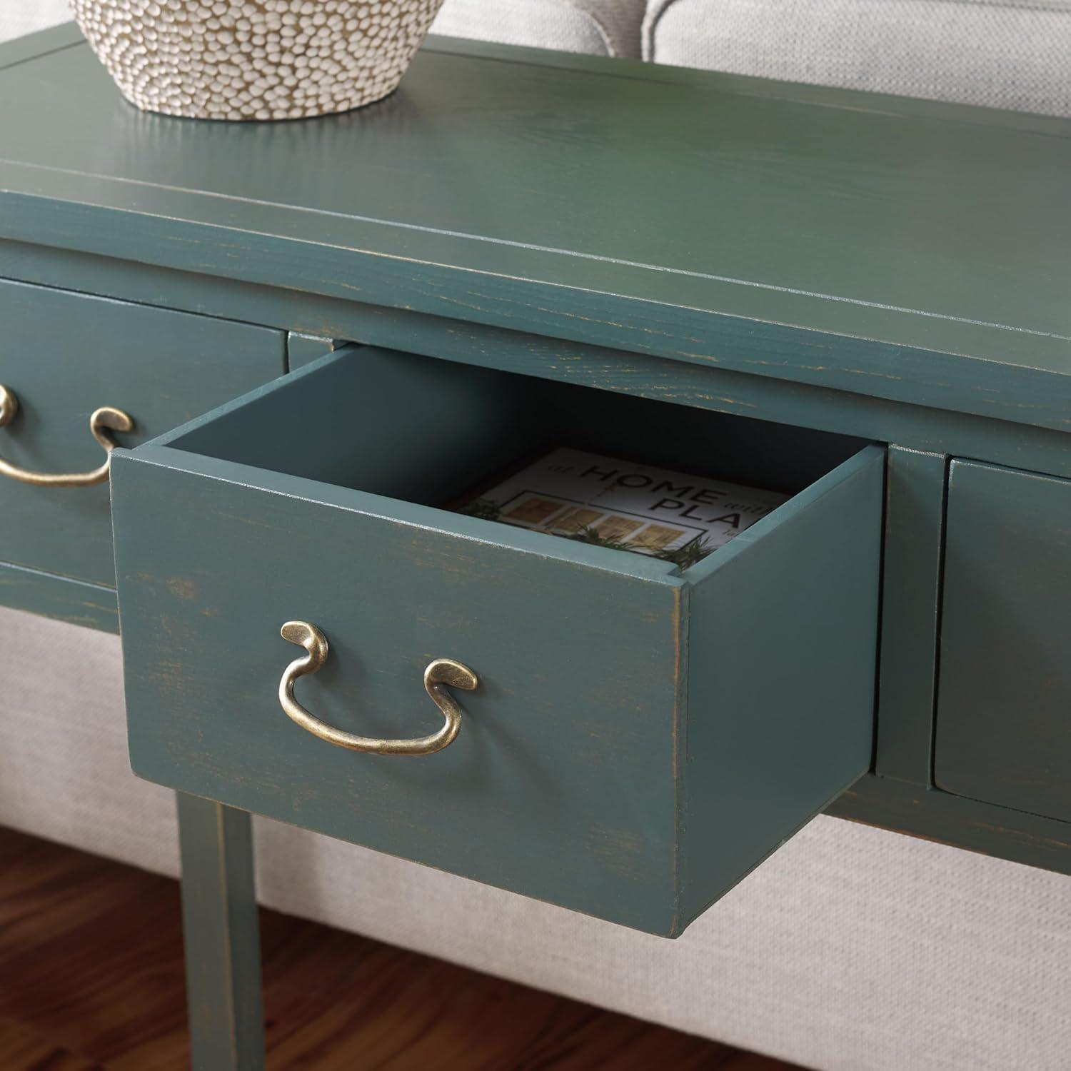 image:imageSAFAVIEH Home Collection Cindy White Console Table with Three Drawers French Farmhouse Storage Console Tapered Leg Design AMH6568CDark Teal