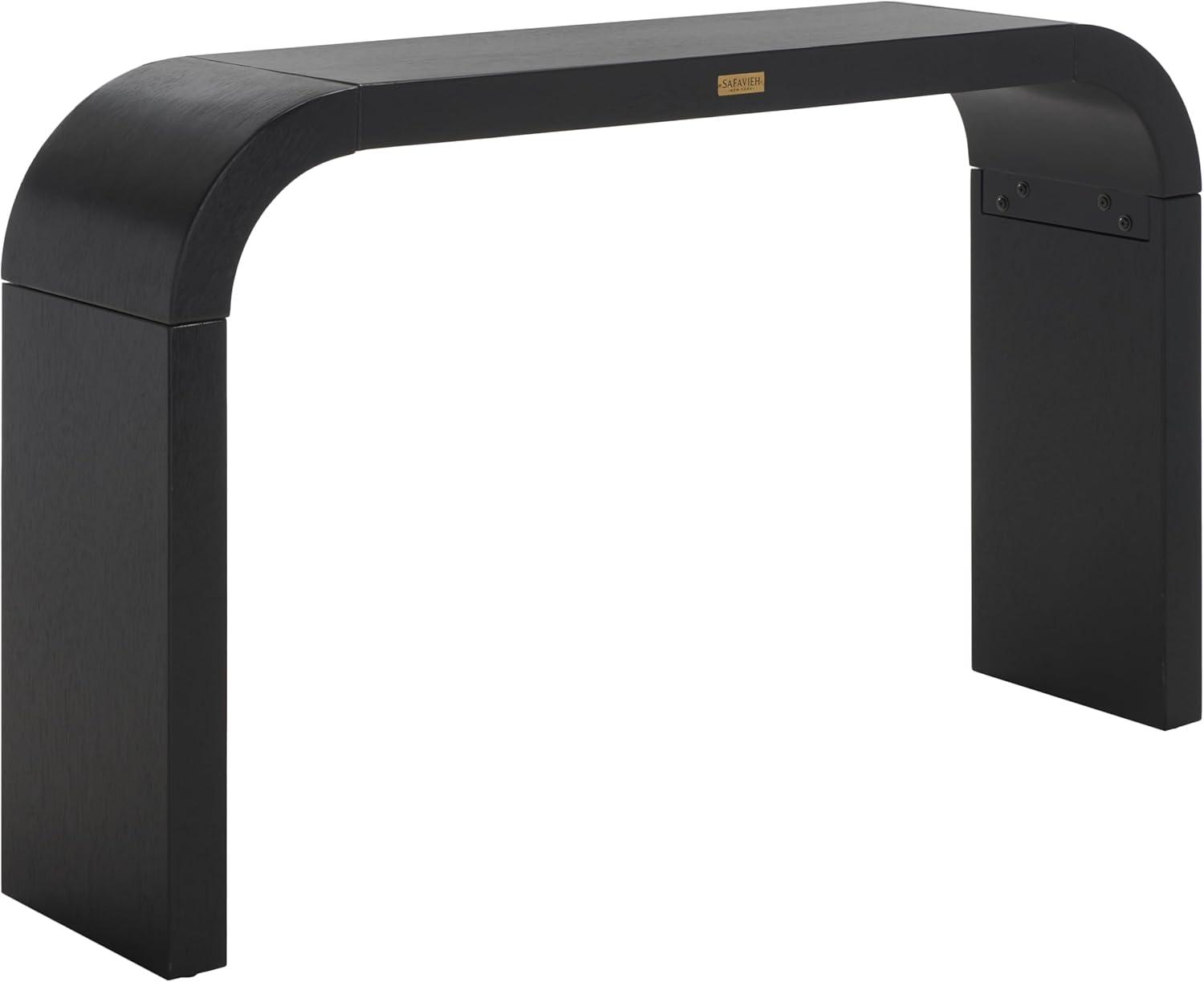 image:imageSAFAVIEH Home Collection Liasonya Modern Natural Brown Waterfall Curved Console TableBlack