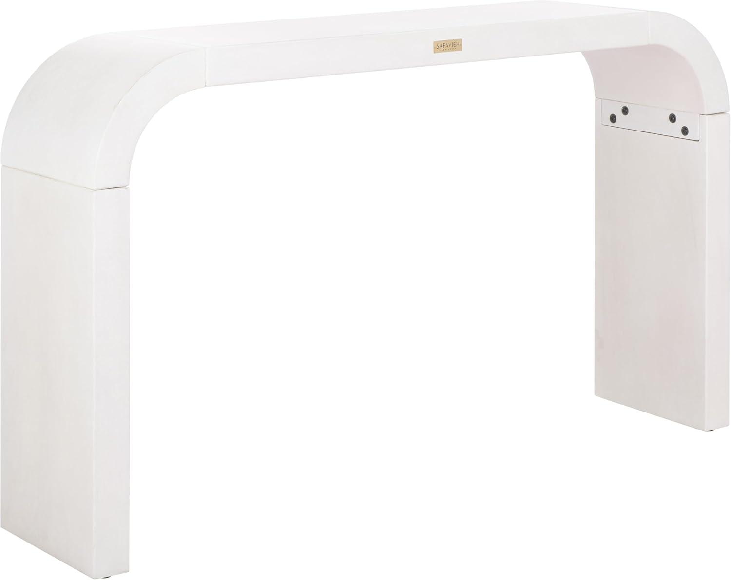 image:imageSAFAVIEH Home Collection Liasonya Modern Natural Brown Waterfall Curved Console TableWhite Washed