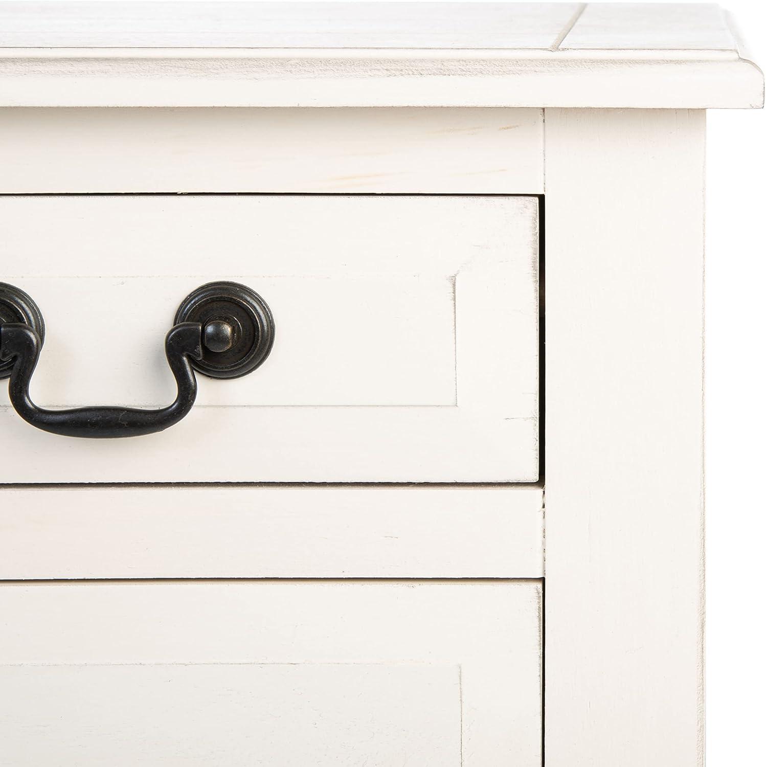 image:imageSAFAVIEH Home Collection Primrose Greige Console Table with Three Drawers amp Shelf Classic Contemporary Storage Console Compact Entryway Design CNS5707DDistressed White