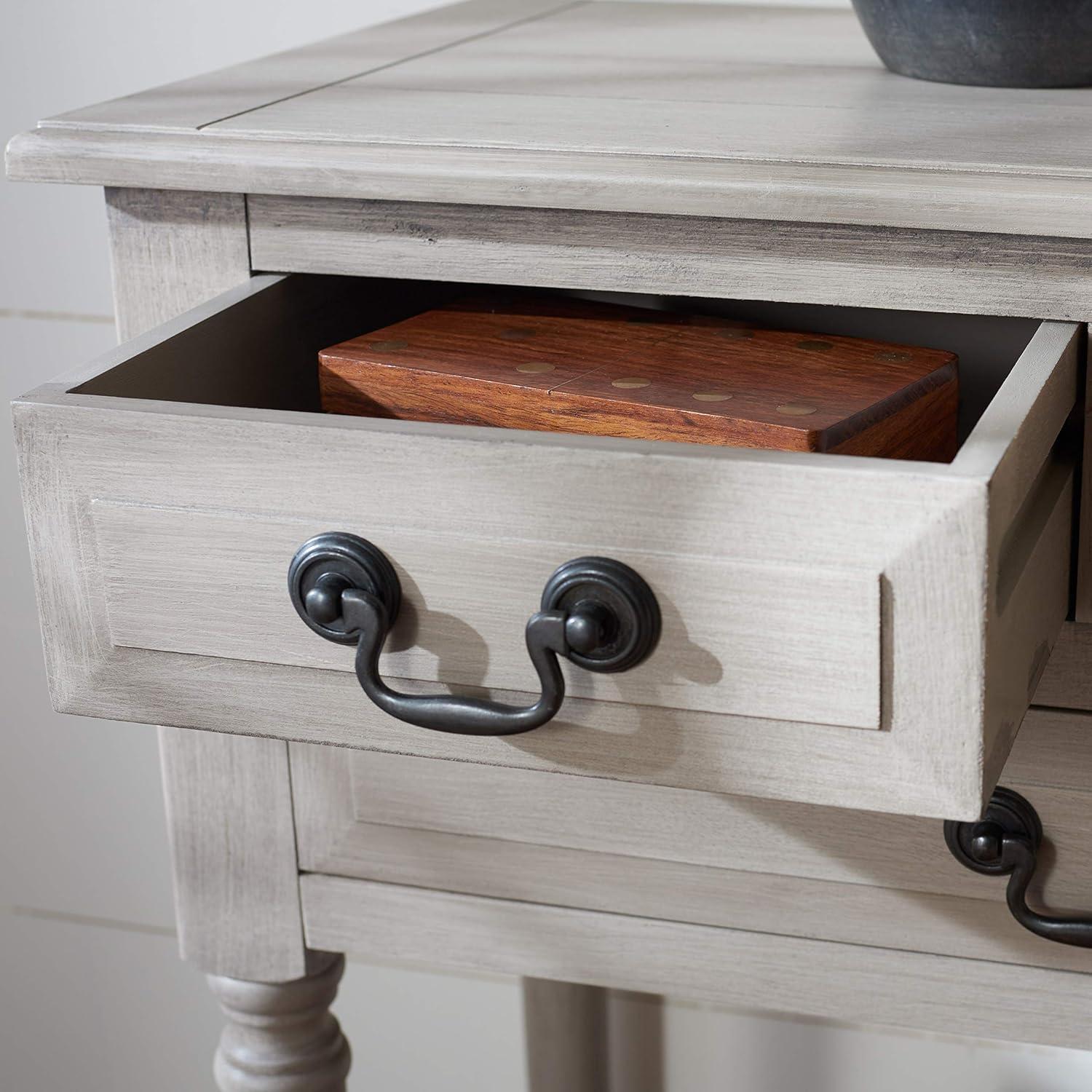 image:imageSAFAVIEH Home Collection Primrose Greige Console Table with Three Drawers amp Shelf Classic Contemporary Storage Console Compact Entryway Design CNS5707DGreige