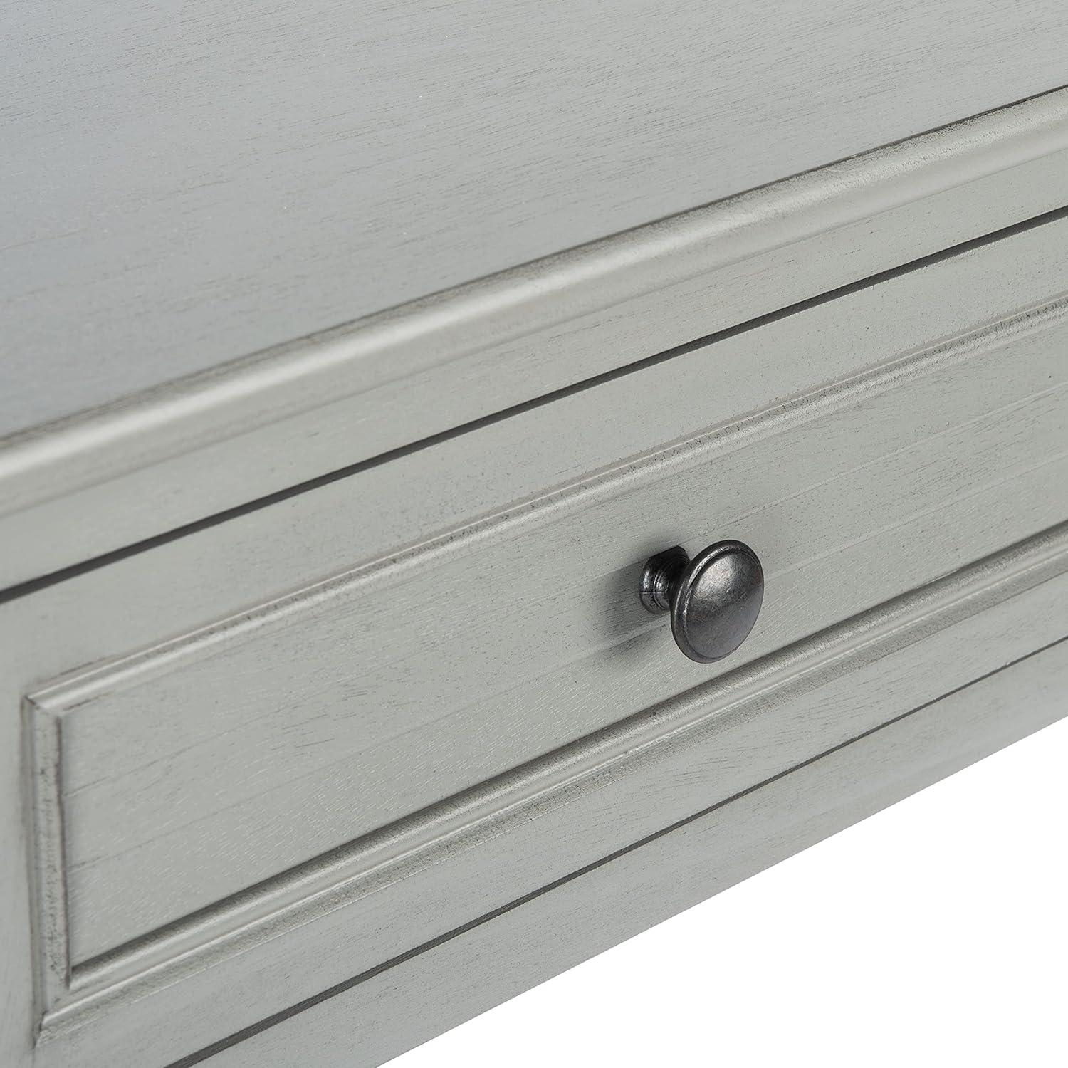image:imageSAFAVIEH Home Collection Tate Distressed White 2Drawer Console Table with Shelf Turned Leg Farmhouse Accent Console for Entryway or Living Room CNS5720ADistressed Grey
