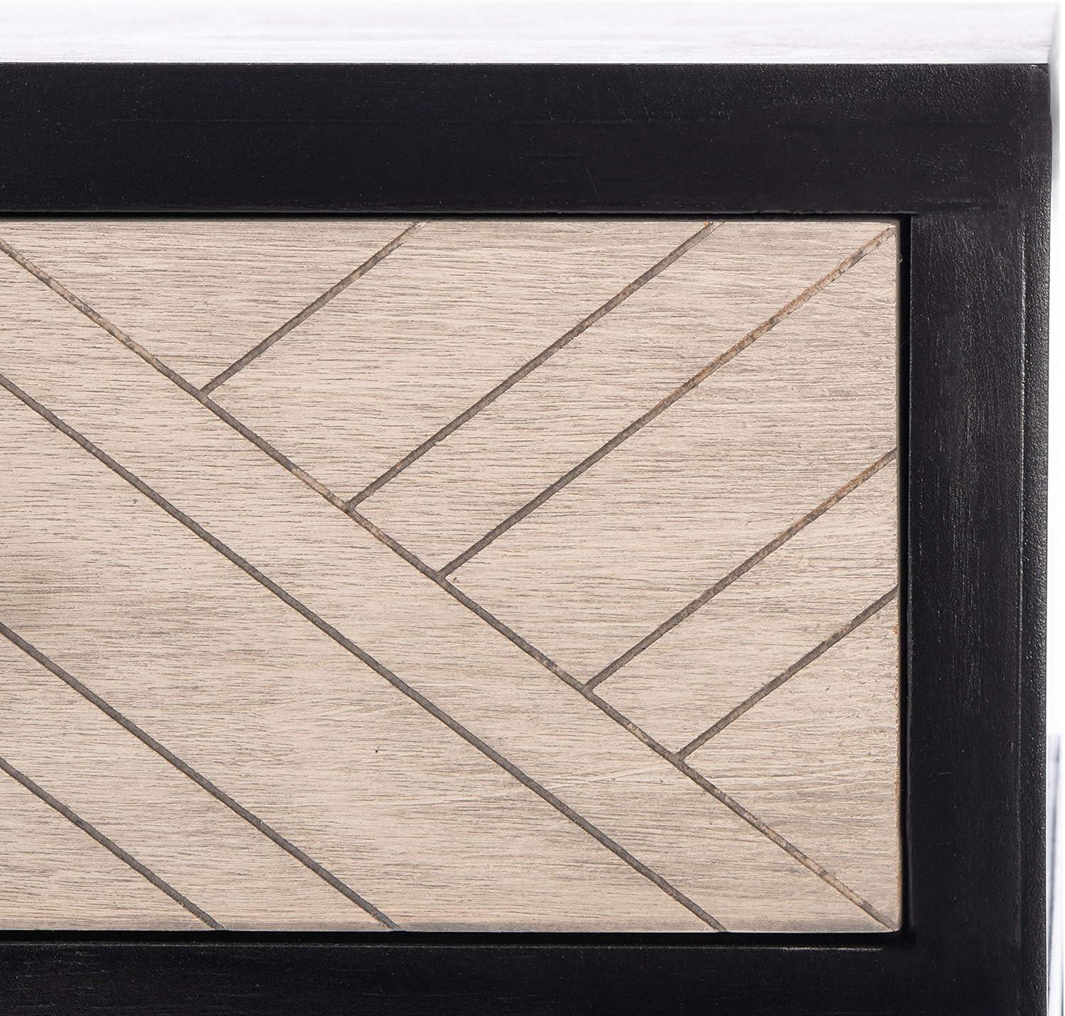 image:imageSAFAVIEH Home Collection Ajana Distressed White 2Drawer Console TableBlack Greige