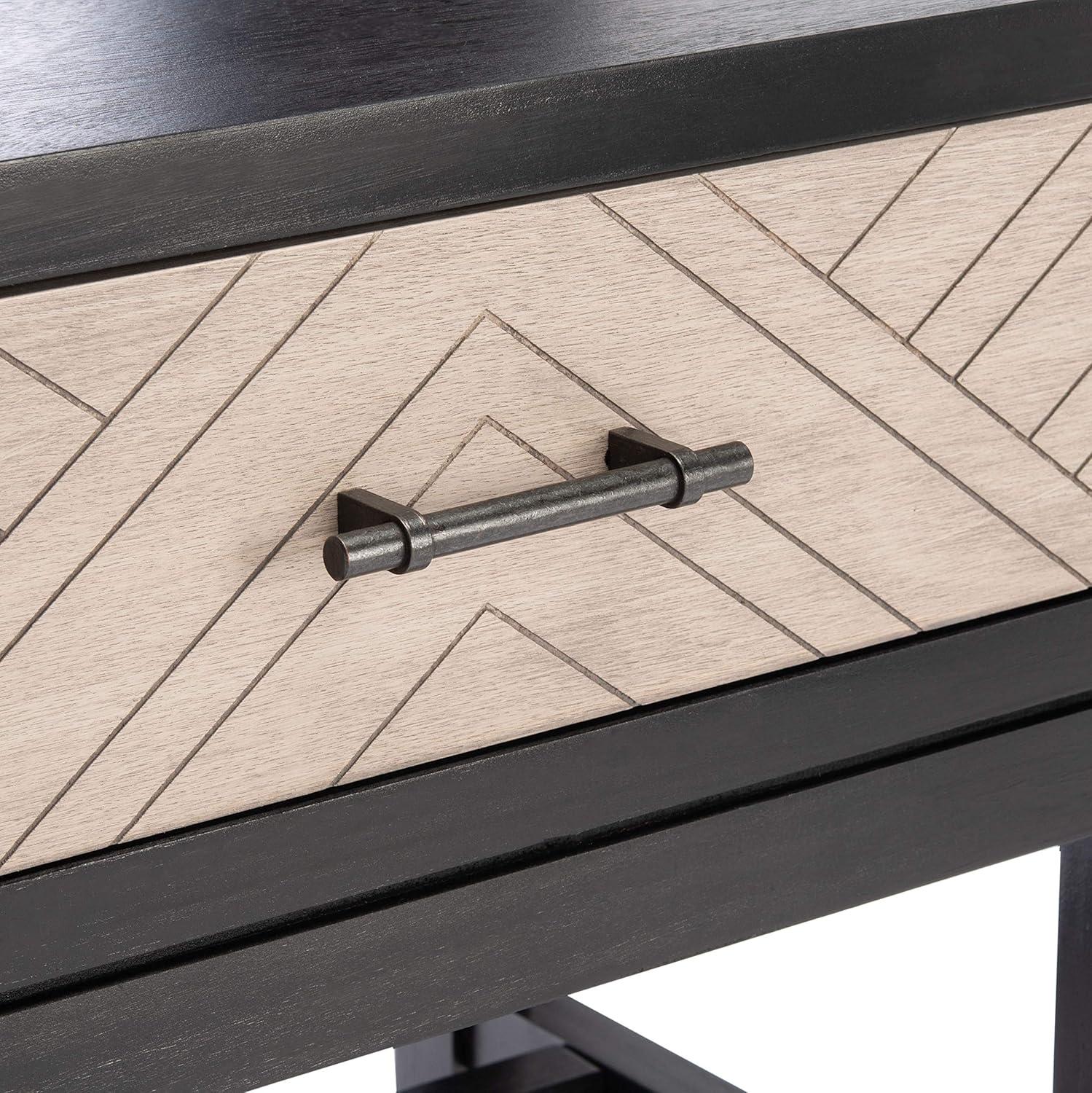 image:imageSAFAVIEH Home Collection Ajana Distressed White 2Drawer Console TableBlack Greige