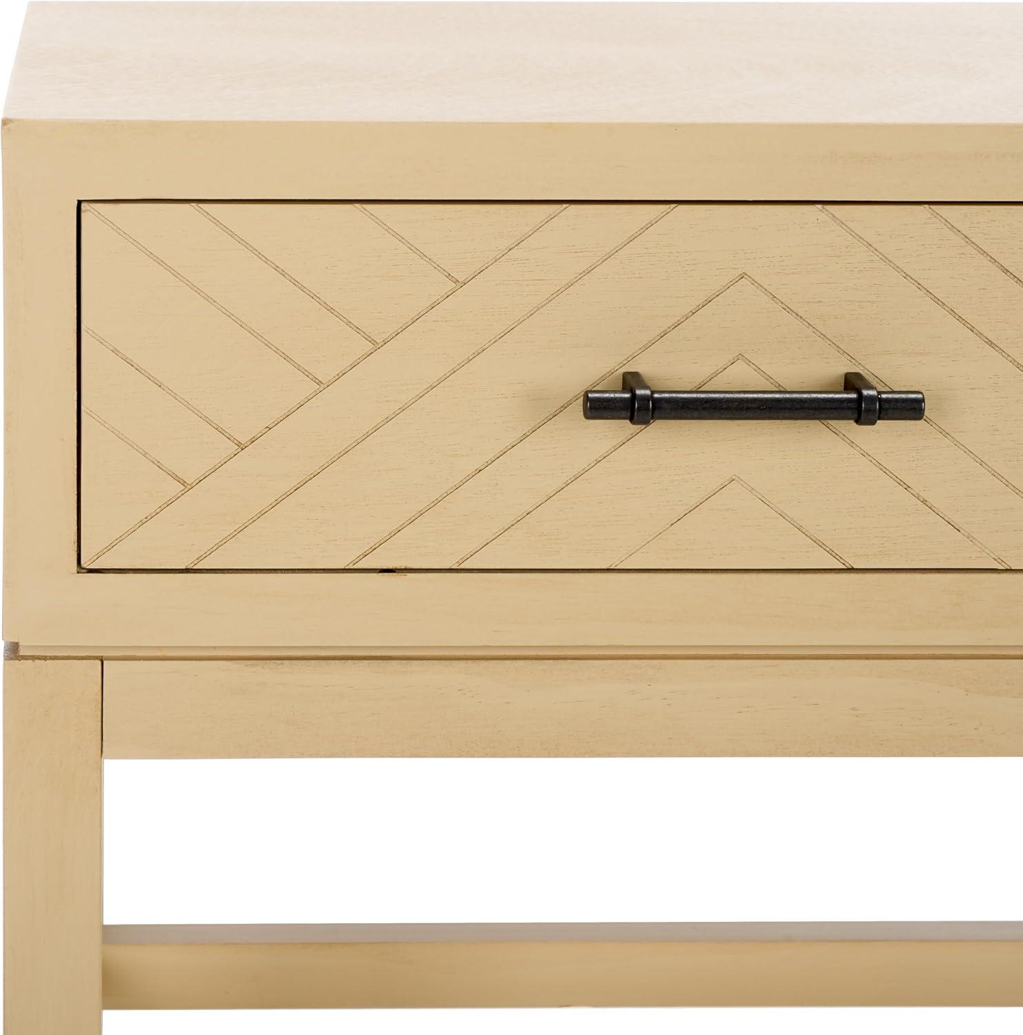 image:imageSAFAVIEH Home Collection Ajana Distressed White 2Drawer Console TableNatural