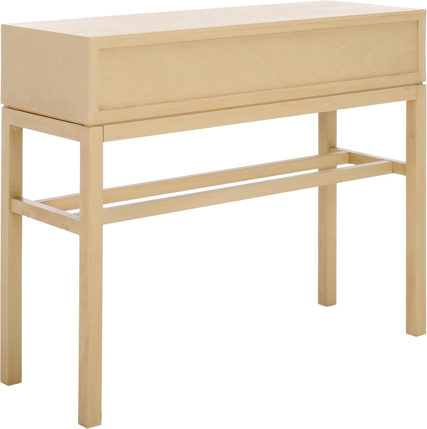 image:imageSAFAVIEH Home Collection Ajana Distressed White 2Drawer Console TableNatural
