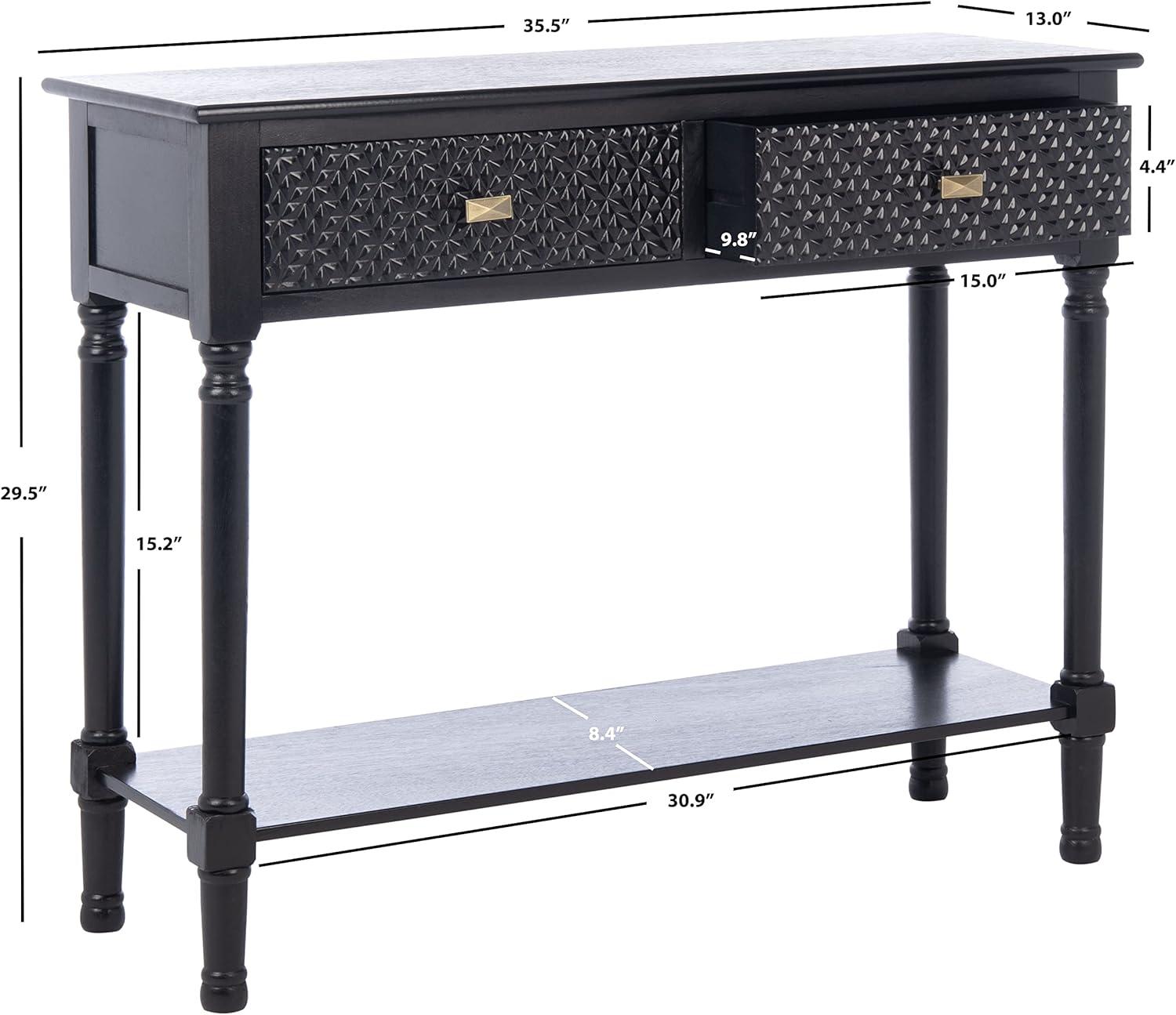 image:imageSAFAVIEH Home Collection Halton Camel Brown 2Drawer Console Table for Living Room Foyer Bedroom Hallway Entryway OfficeBlack