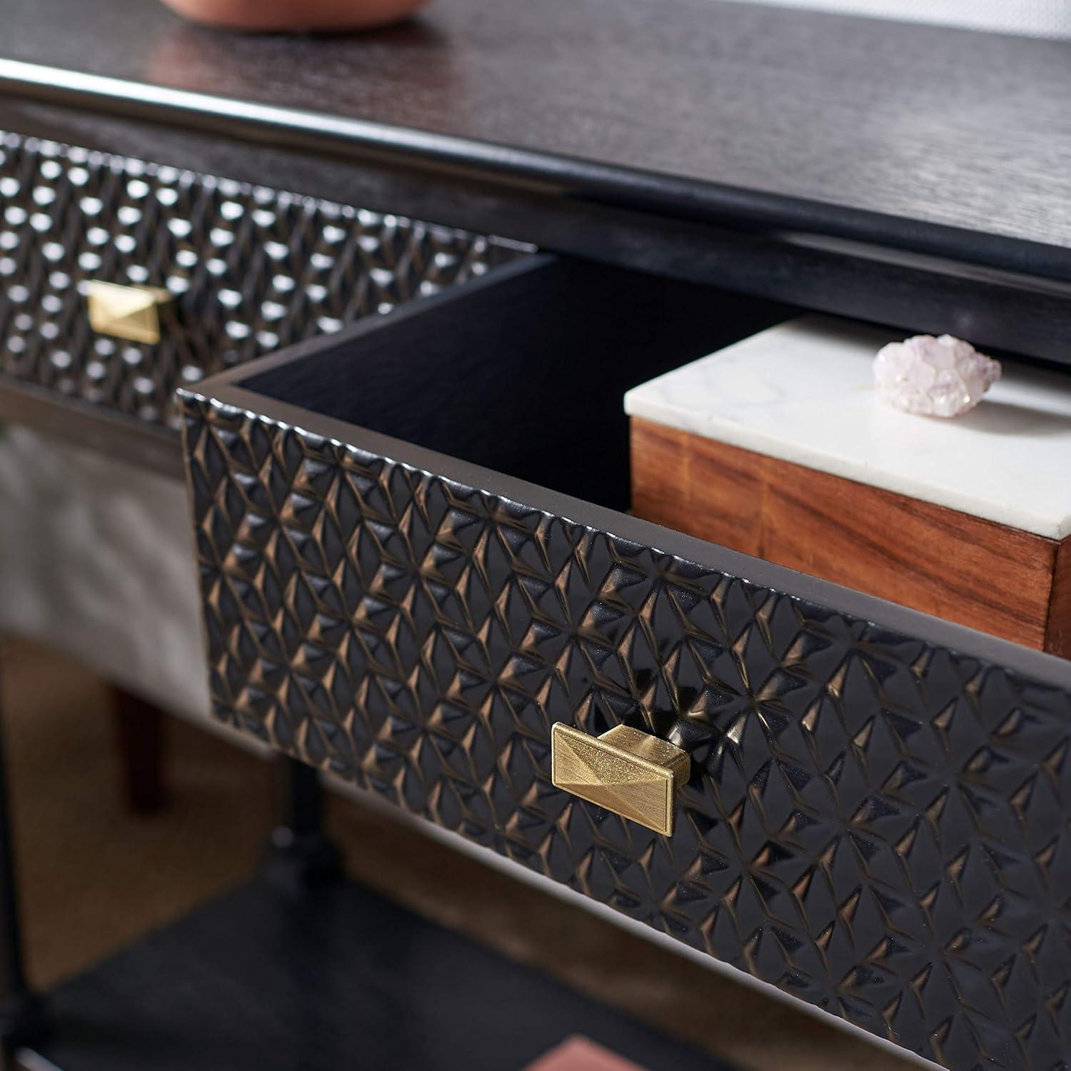 image:imageSAFAVIEH Home Collection Halton Camel Brown 2Drawer Console Table for Living Room Foyer Bedroom Hallway Entryway OfficeBlack