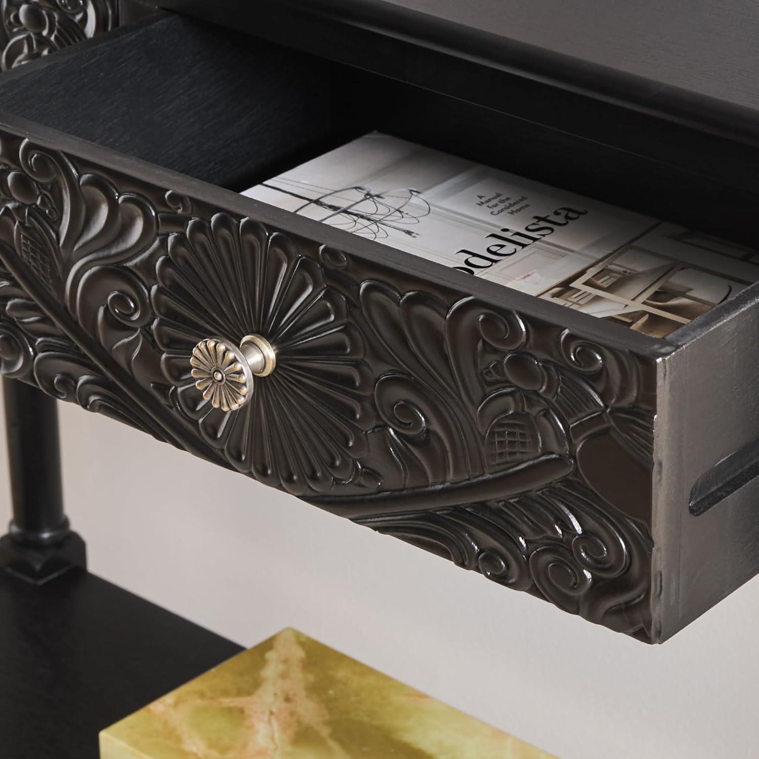 image:imageSAFAVIEH Home Collection Josie Greige 2Drawer Console TableBlack