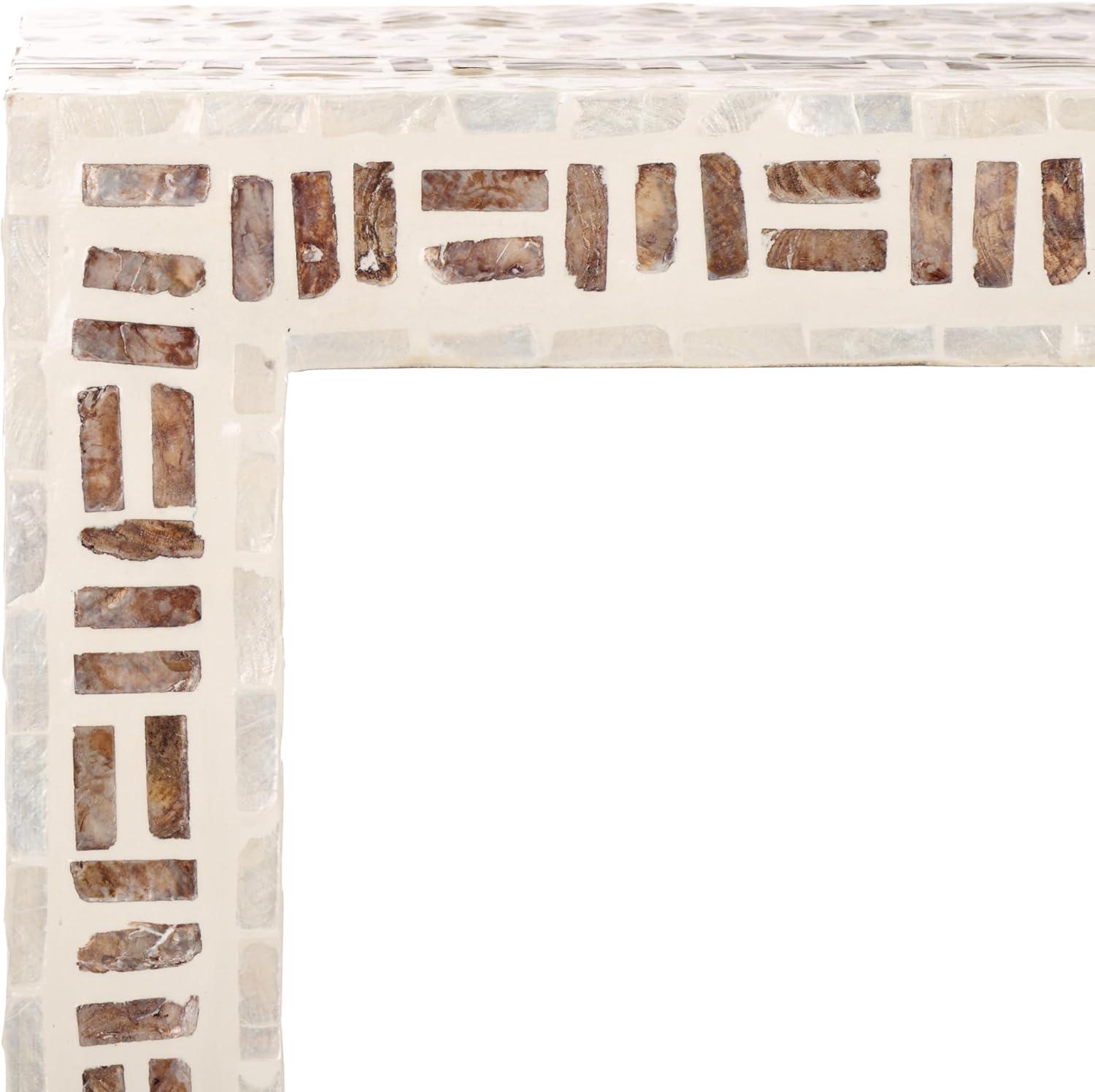 image:imageSAFAVIEH Home Collection Kestrel WhiteGold Capiz Shell Console Table Fully Assembled