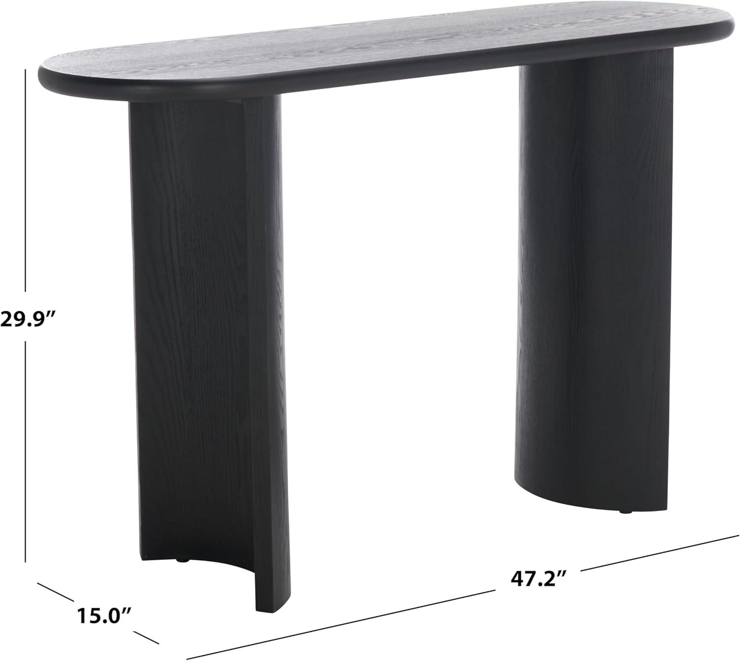 image:imageSAFAVIEH Home Collection Koka Walnut Brown Oval Top Console Table Fully AssembledBlack