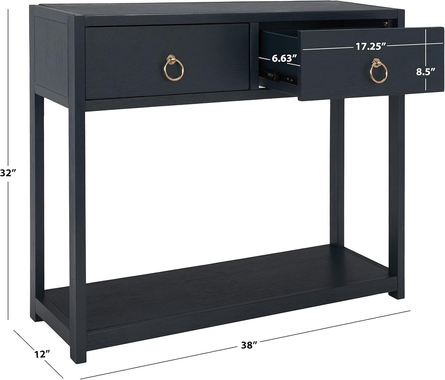 image:imageSAFAVIEH Home Collection Sadie Contemporary Turquoise Green 2Drawer Console Table Fully AssembledNavy