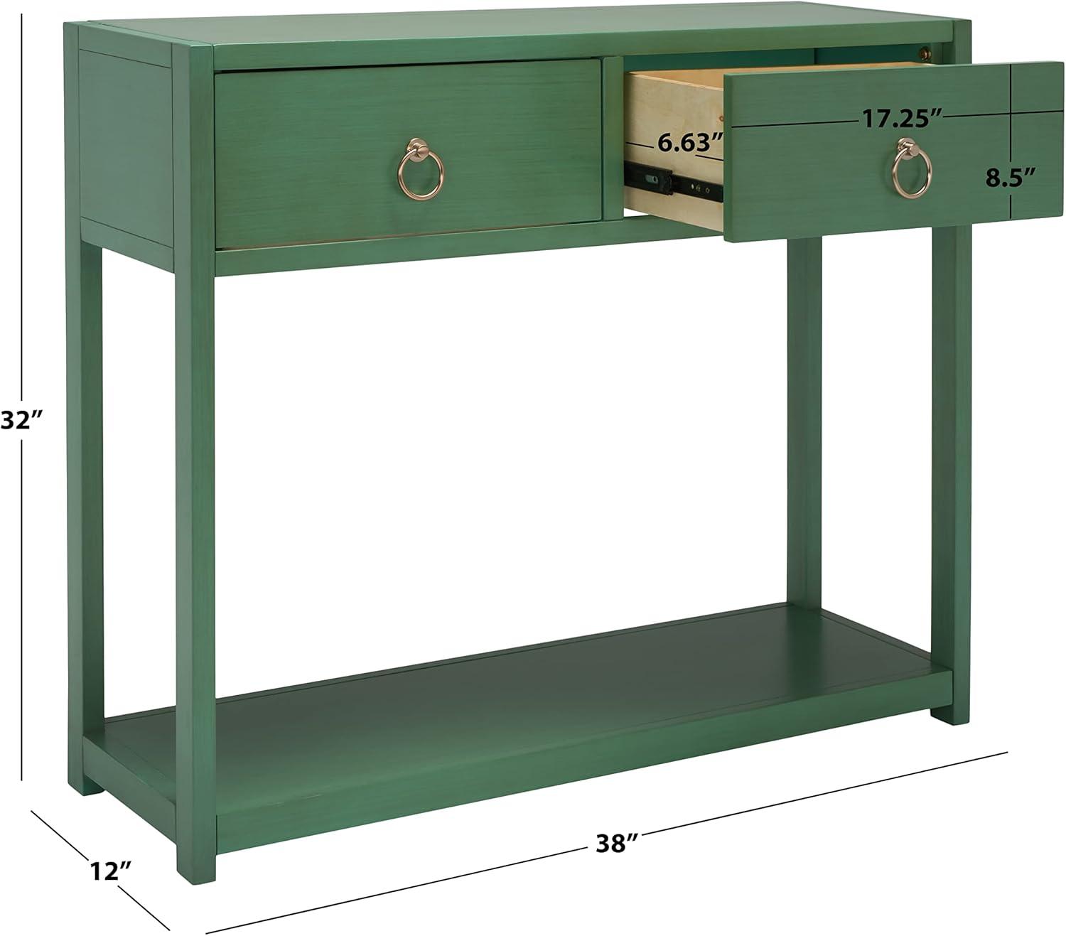 image:imageSAFAVIEH Home Collection Sadie Contemporary Turquoise Green 2Drawer Console Table Fully AssembledTurquoise