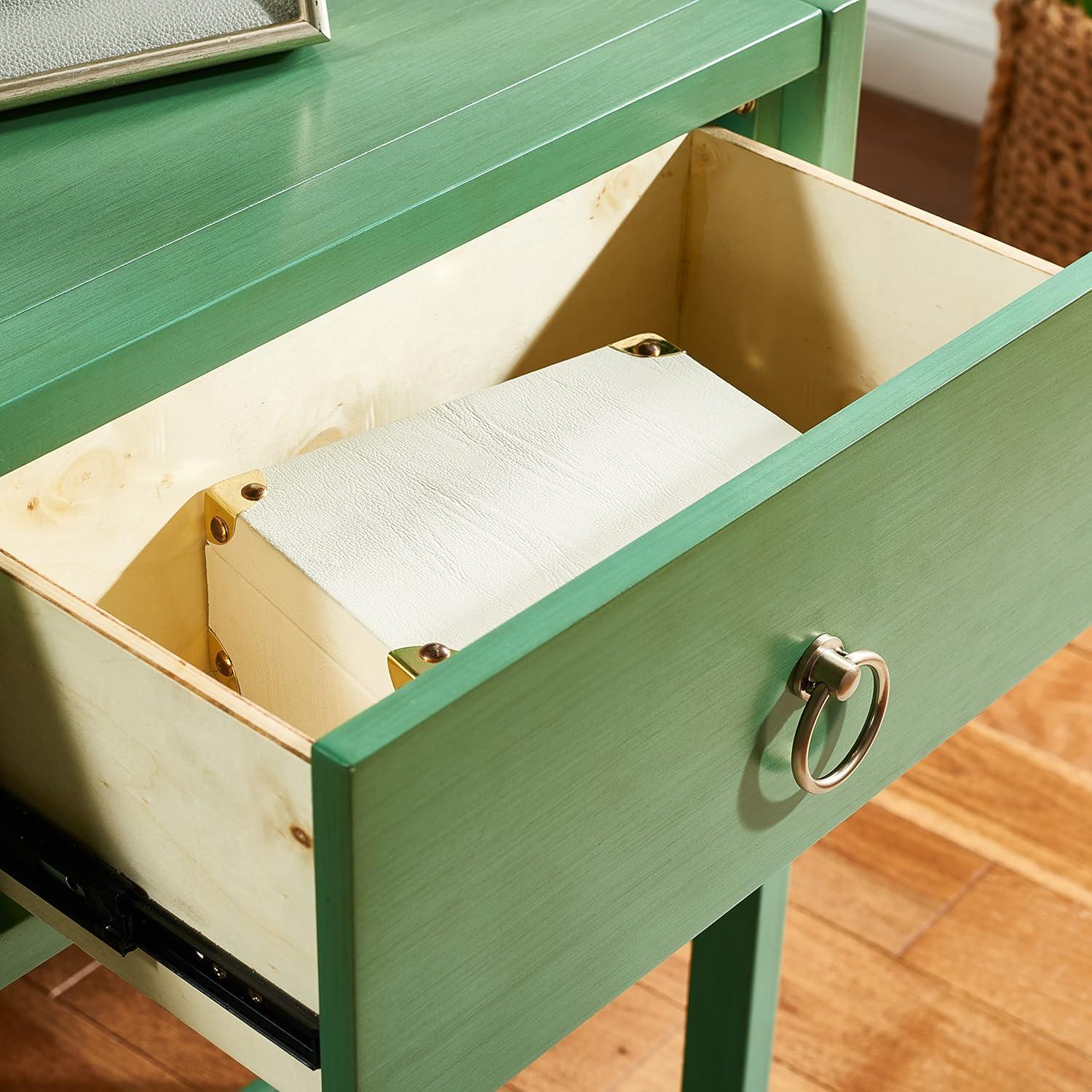 image:imageSAFAVIEH Home Collection Sadie Contemporary Turquoise Green 2Drawer Console Table Fully AssembledTurquoise