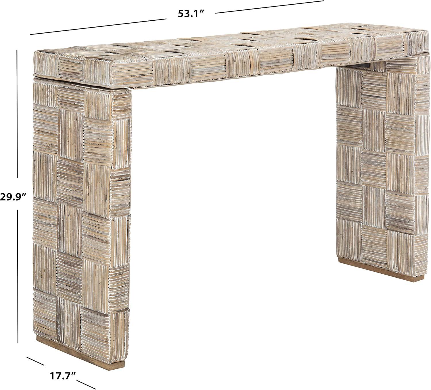 image:imageSafavieh Home Collection Adkin White Rattan Console TableWhite Washed