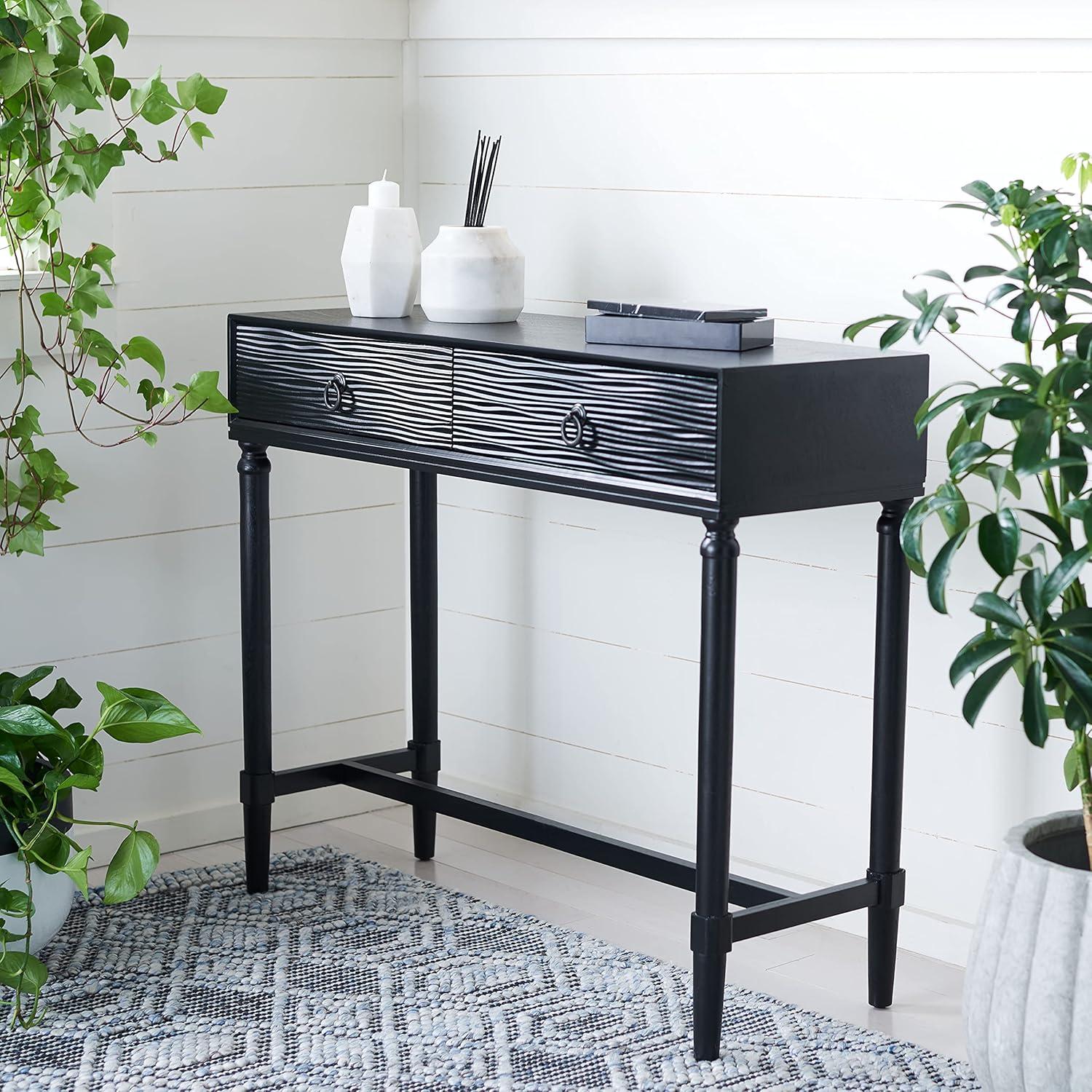 image:imageSafavieh Home Collection Aliyah Greige 2Drawer Console TableBlack