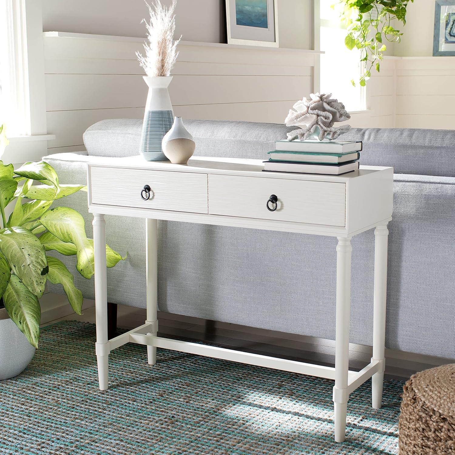 image:imageSafavieh Home Collection Aliyah Greige 2Drawer Console TableDistressed White