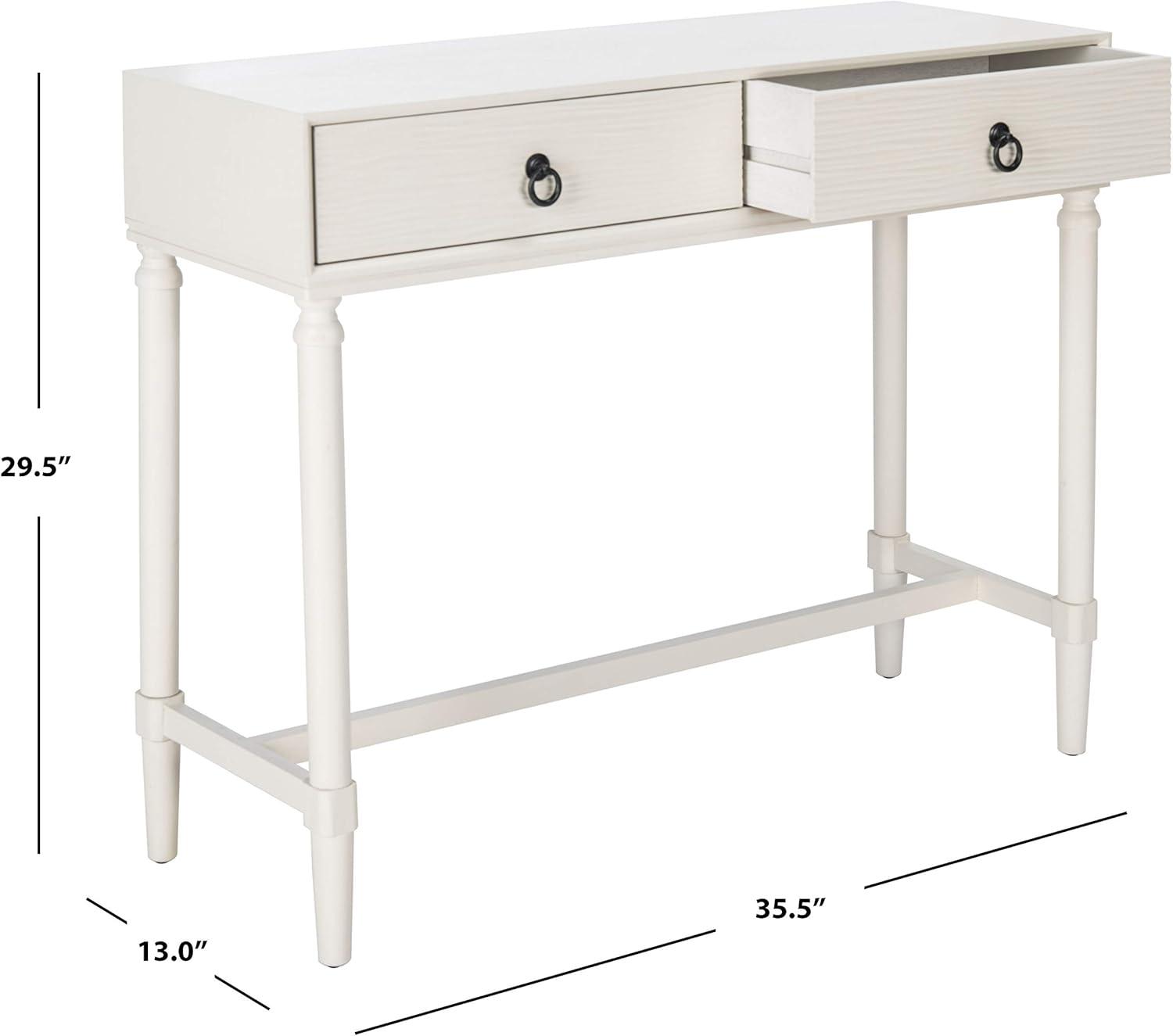 image:imageSafavieh Home Collection Aliyah Greige 2Drawer Console TableDistressed White