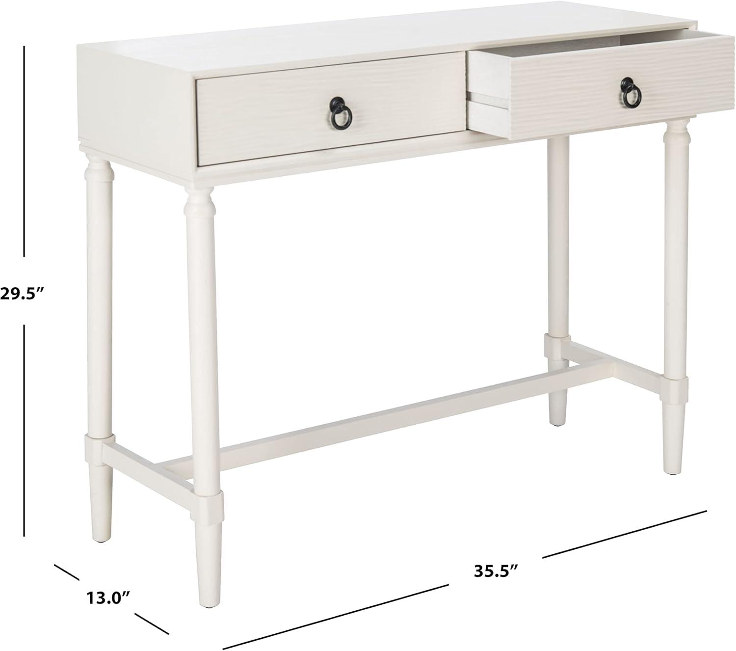 image:imageSafavieh Home Collection Aliyah Greige 2Drawer Console TableDistressed White
