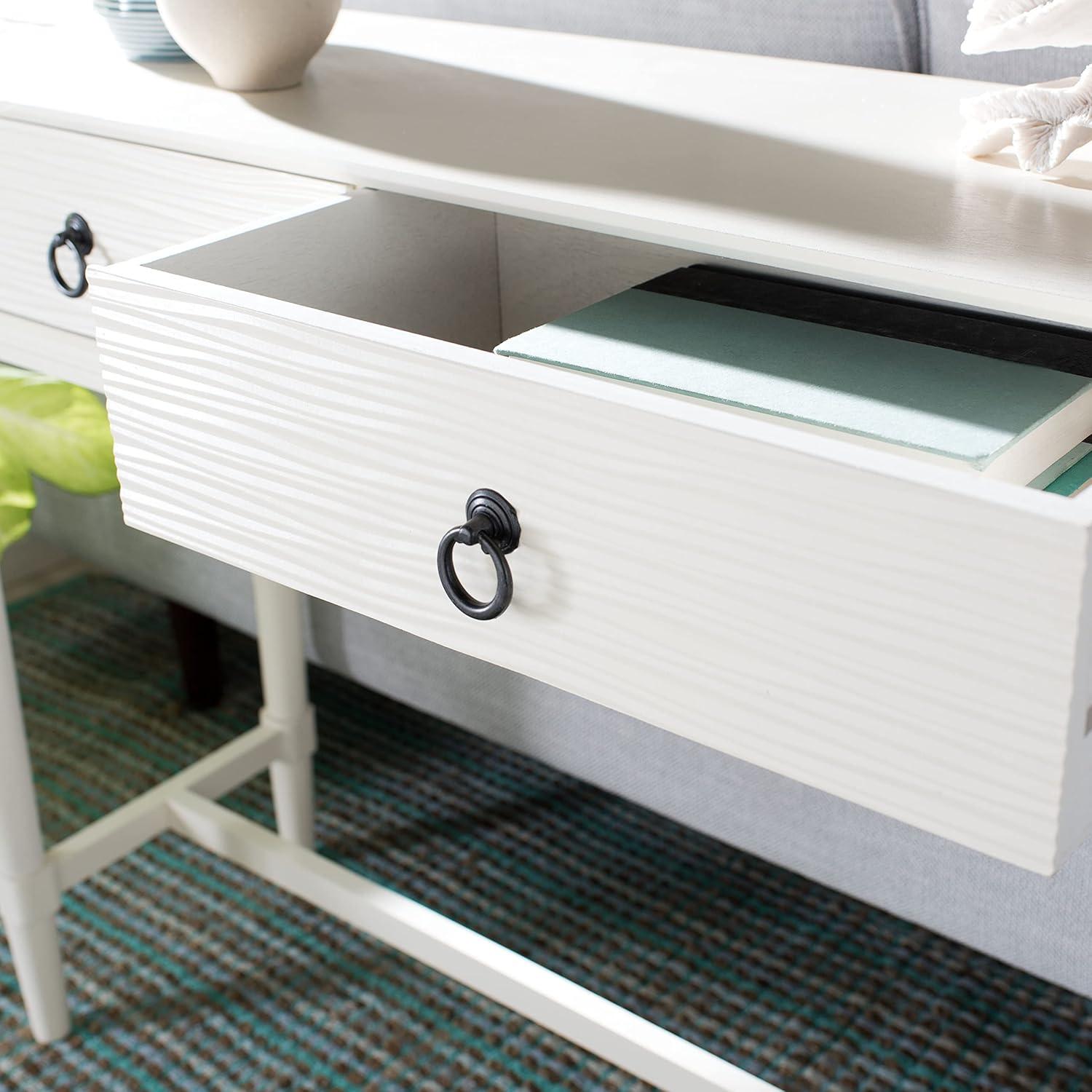 image:imageSafavieh Home Collection Aliyah Greige 2Drawer Console TableDistressed White