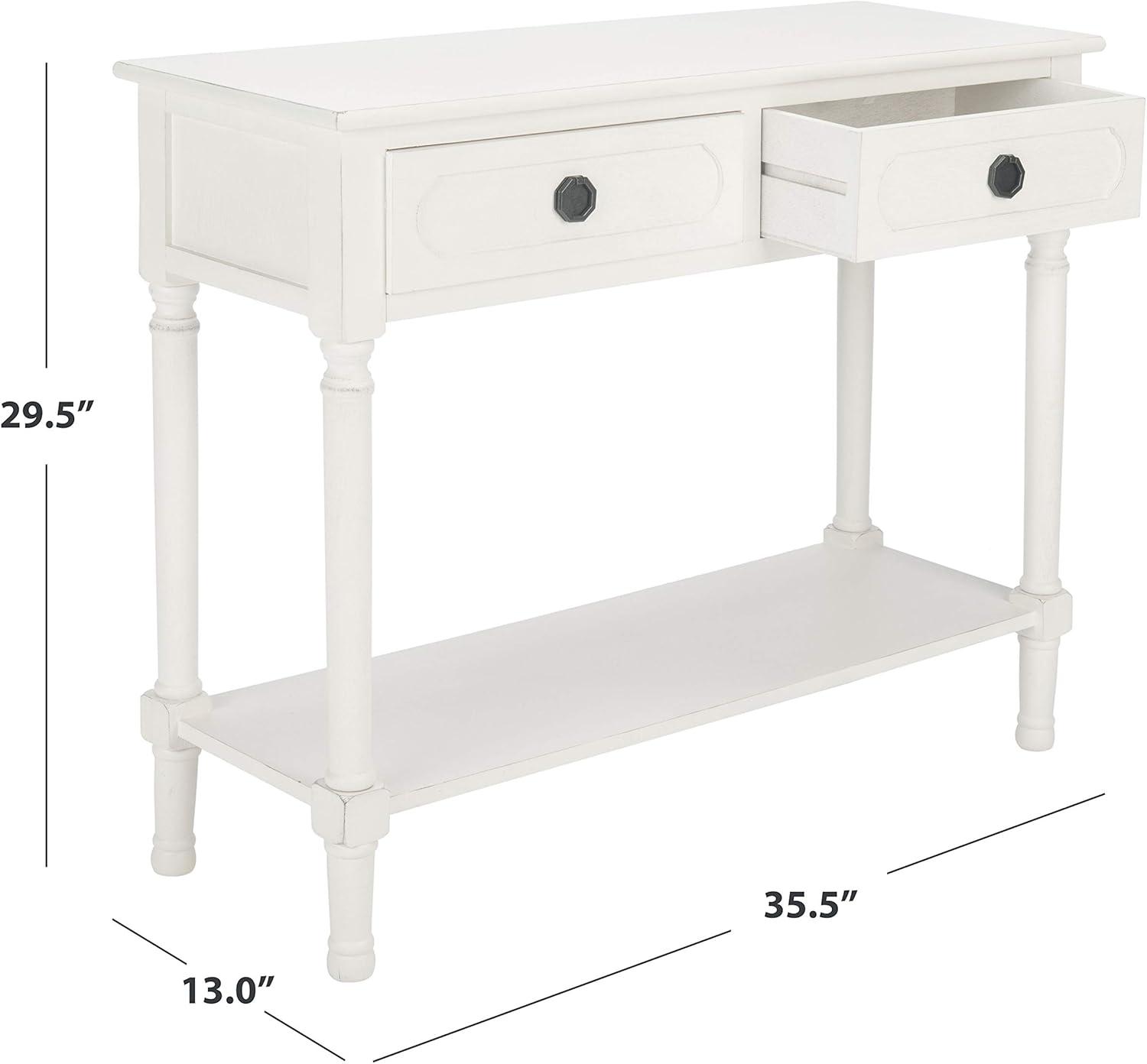 image:imageSafavieh Home Collection Allura Black 2Drawer Bottom Shelf Console TableDistressed White