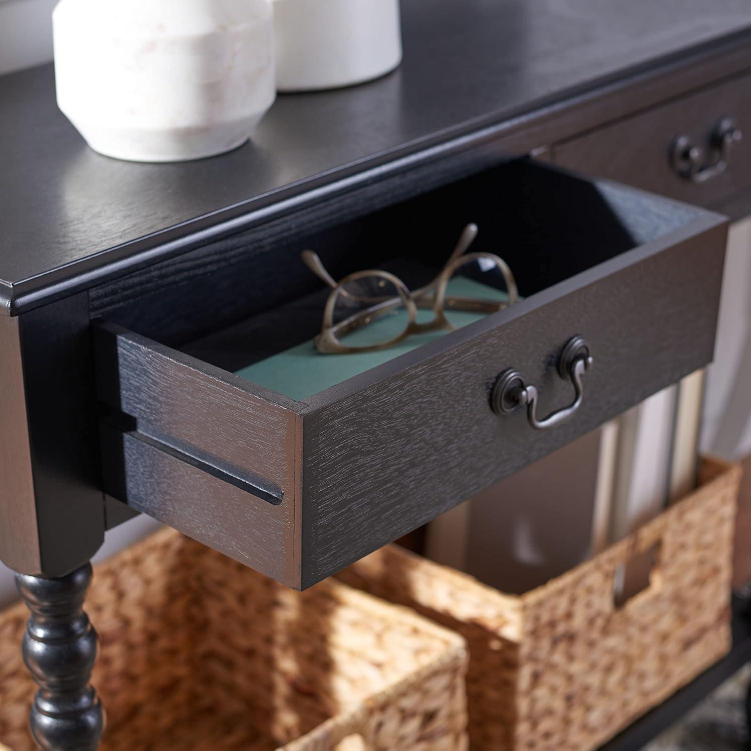 image:imageSafavieh Home Collection Athena Distressed White 2Drawer Console TableBlack