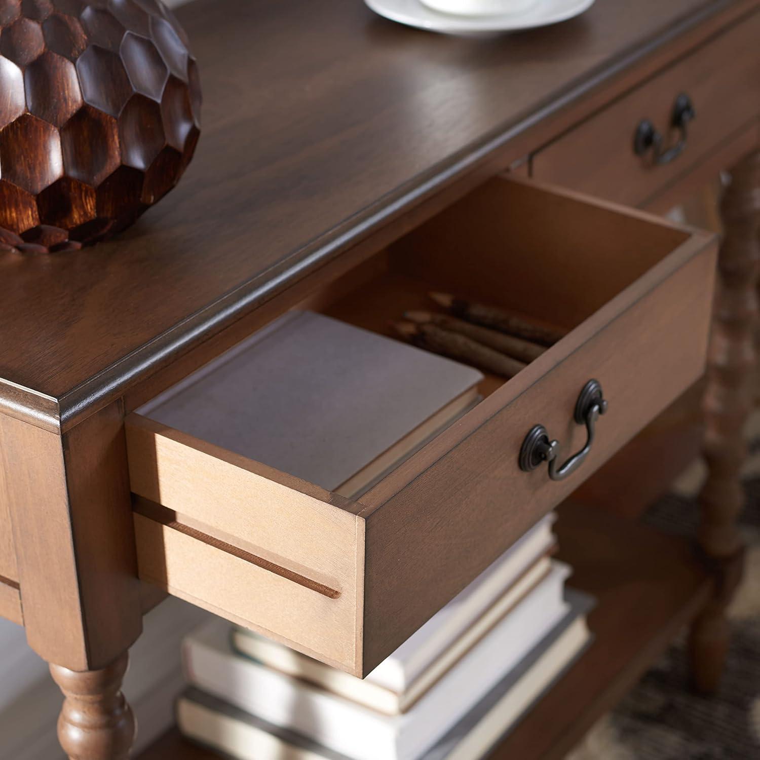 image:imageSafavieh Home Collection Athena Distressed White 2Drawer Console TableBrown
