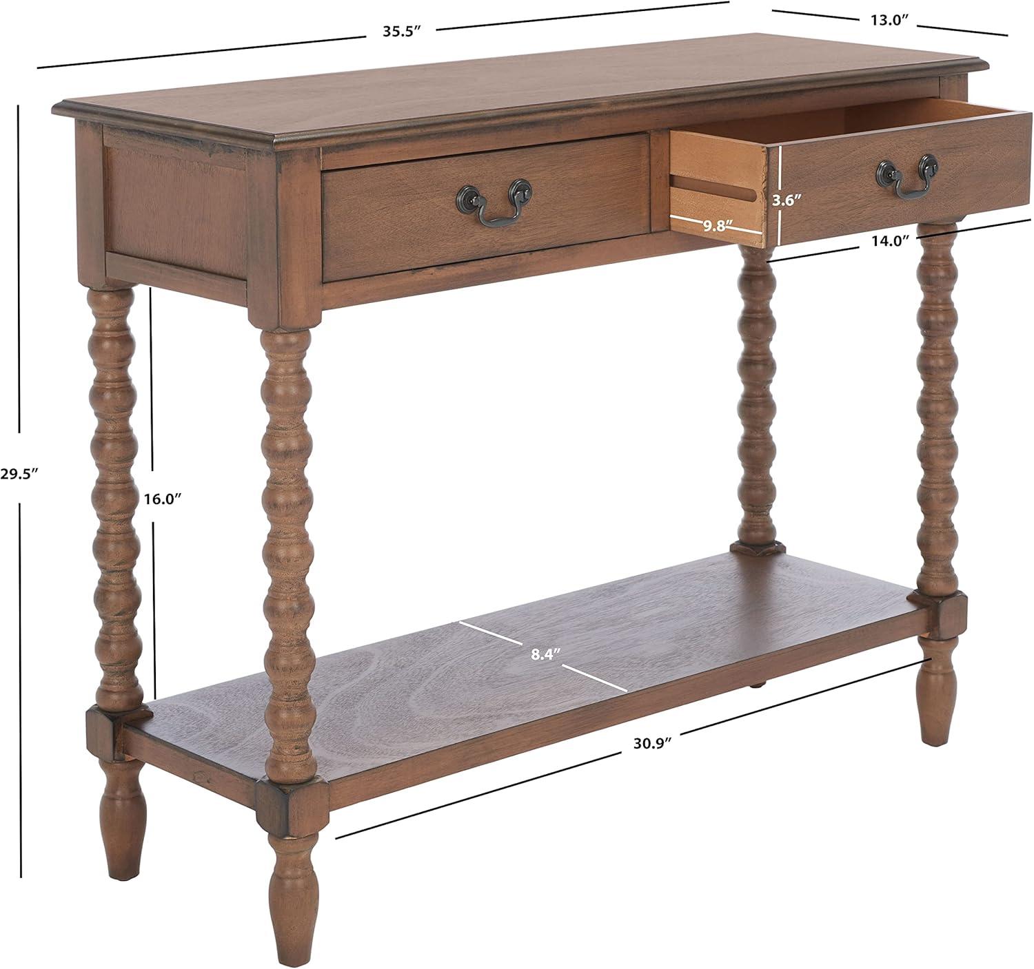 image:imageSafavieh Home Collection Athena Distressed White 2Drawer Console TableBrown