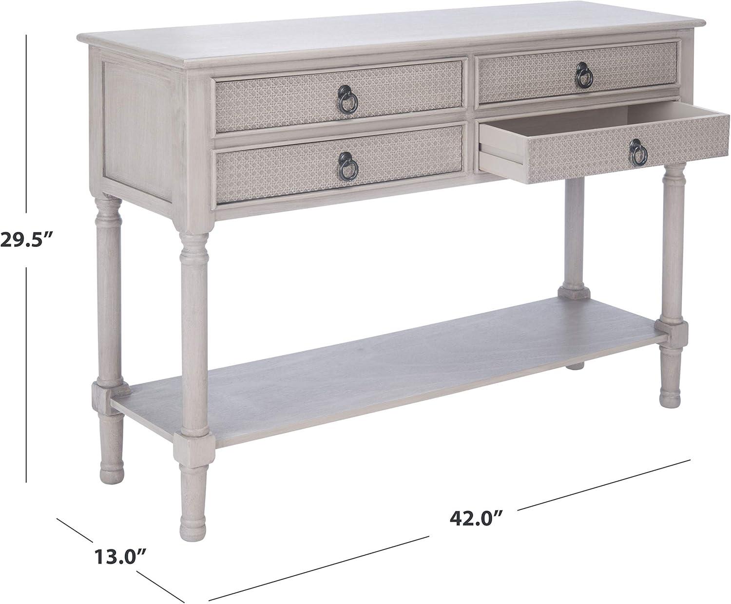 image:imageSafavieh Home Collection Haines Greige 4Drawer Bottom Shelf Console TableGreige