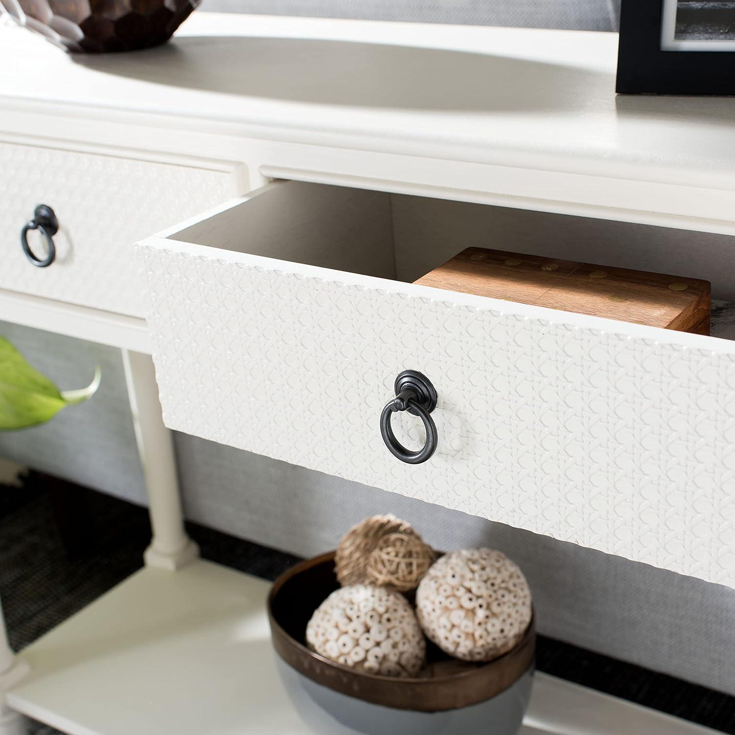 image:imageSafavieh Home Collection Haines White 2Drawer Bottom Shelf Console TableDistressed White