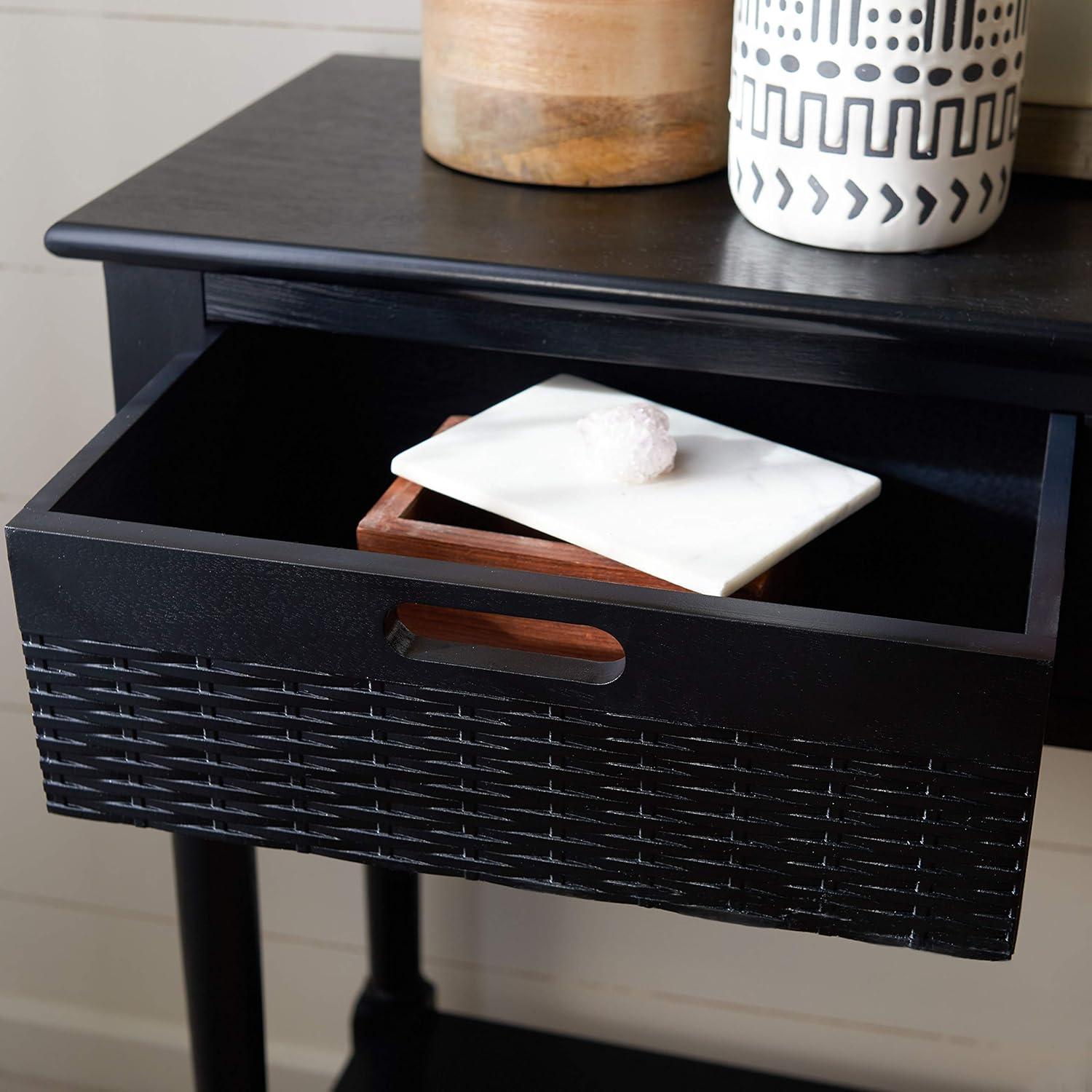 image:imageSafavieh Home Collection Landers Distressed 3Drawer Console Table CNS5711A Distrssed WhiteBlack