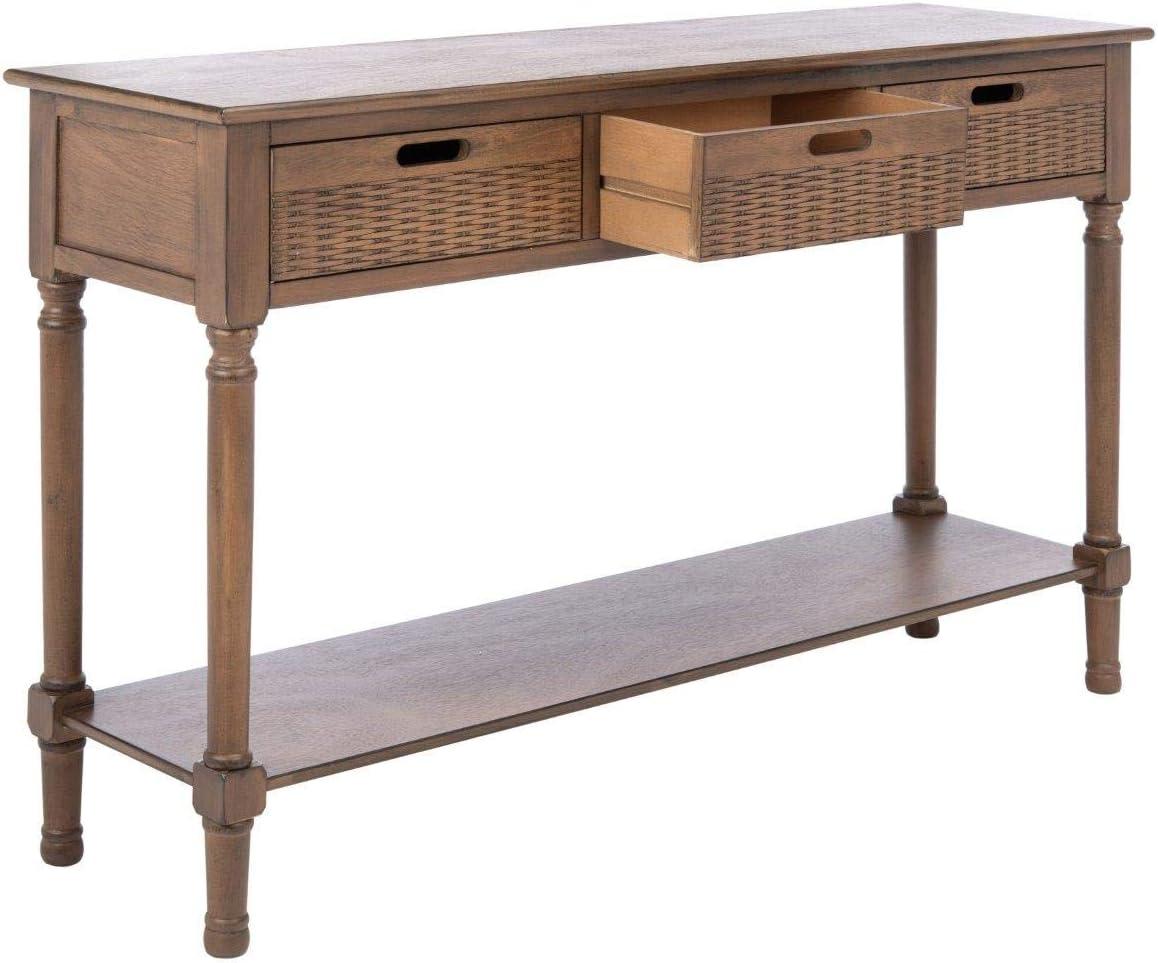 image:imageSafavieh Home Collection Landers Distressed 3Drawer Console Table CNS5711A Distrssed WhiteBrown