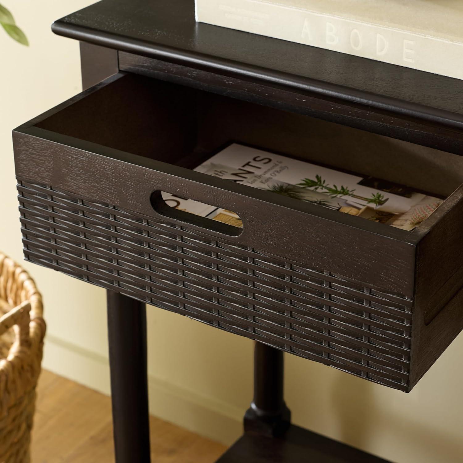 image:imageSafavieh Home Collection Landers Distressed 3Drawer Console Table CNS5711A Distrssed WhiteDark Chocolate