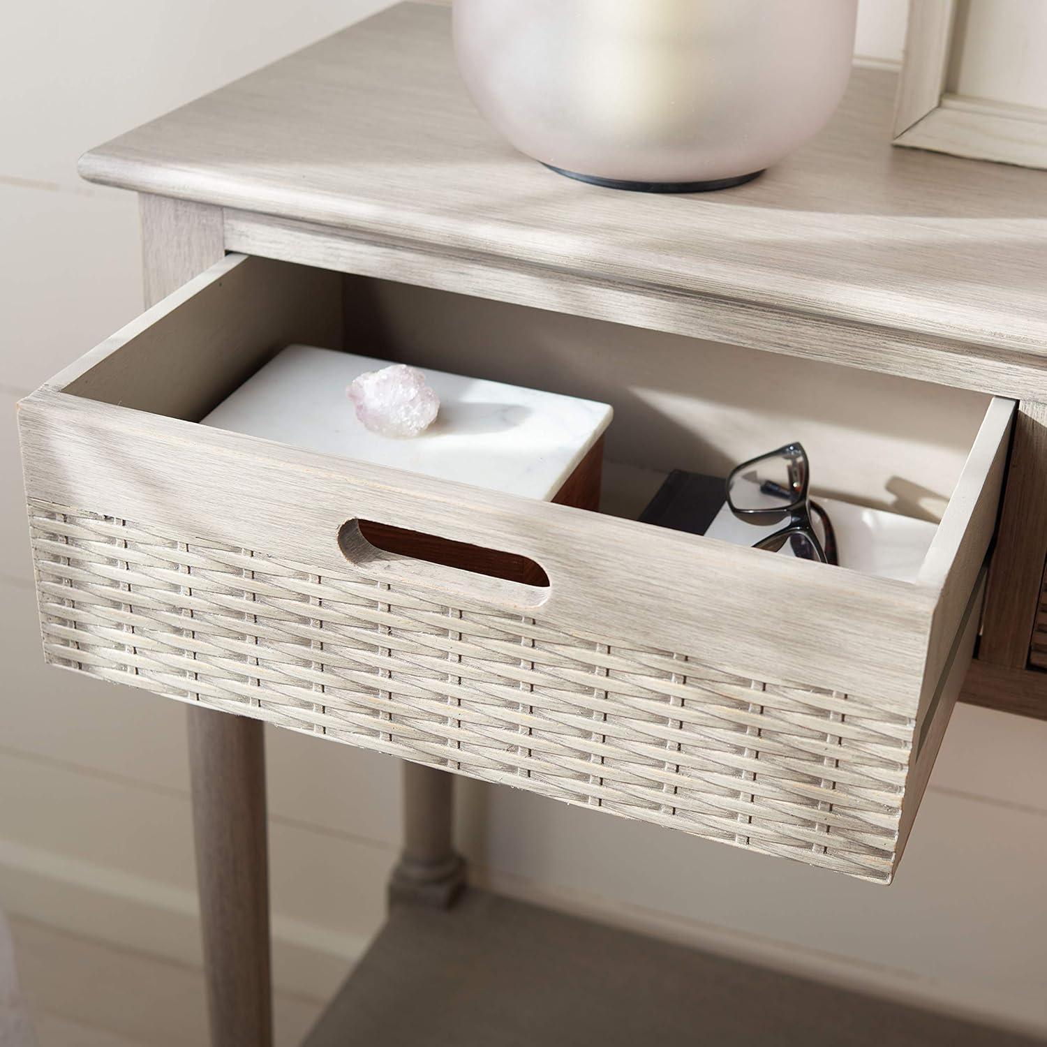 image:imageSafavieh Home Collection Landers Distressed 3Drawer Console Table CNS5711A Distrssed WhiteGreige